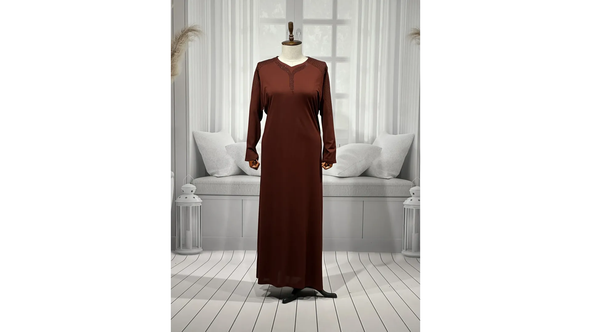 HESNA 8026 (BTT) ELBİSE - KİREMİT - (Asorti: 7-9)