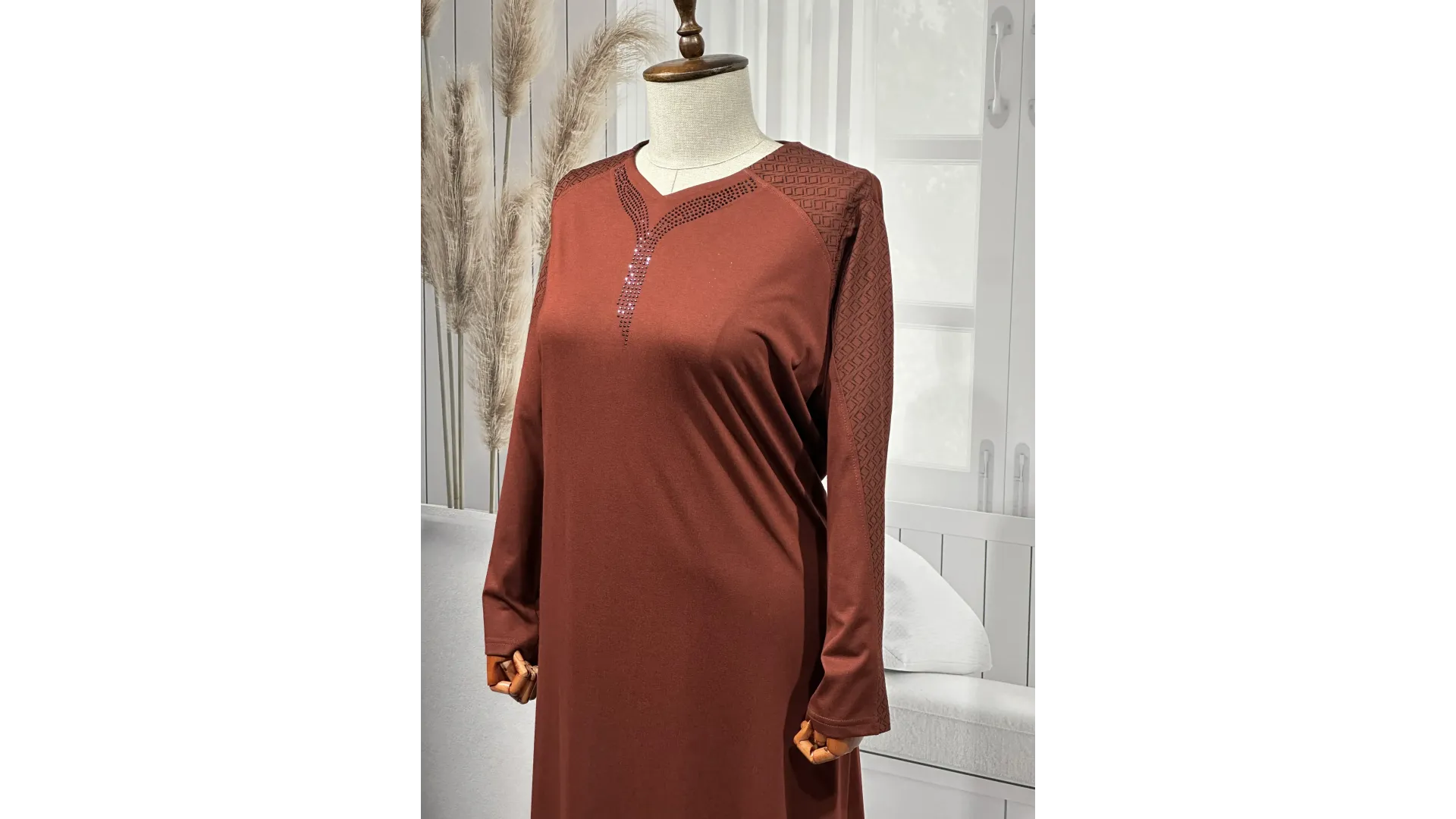 HESNA 8026 (BTT) ELBİSE - KİREMİT - (Asorti: 7-9)