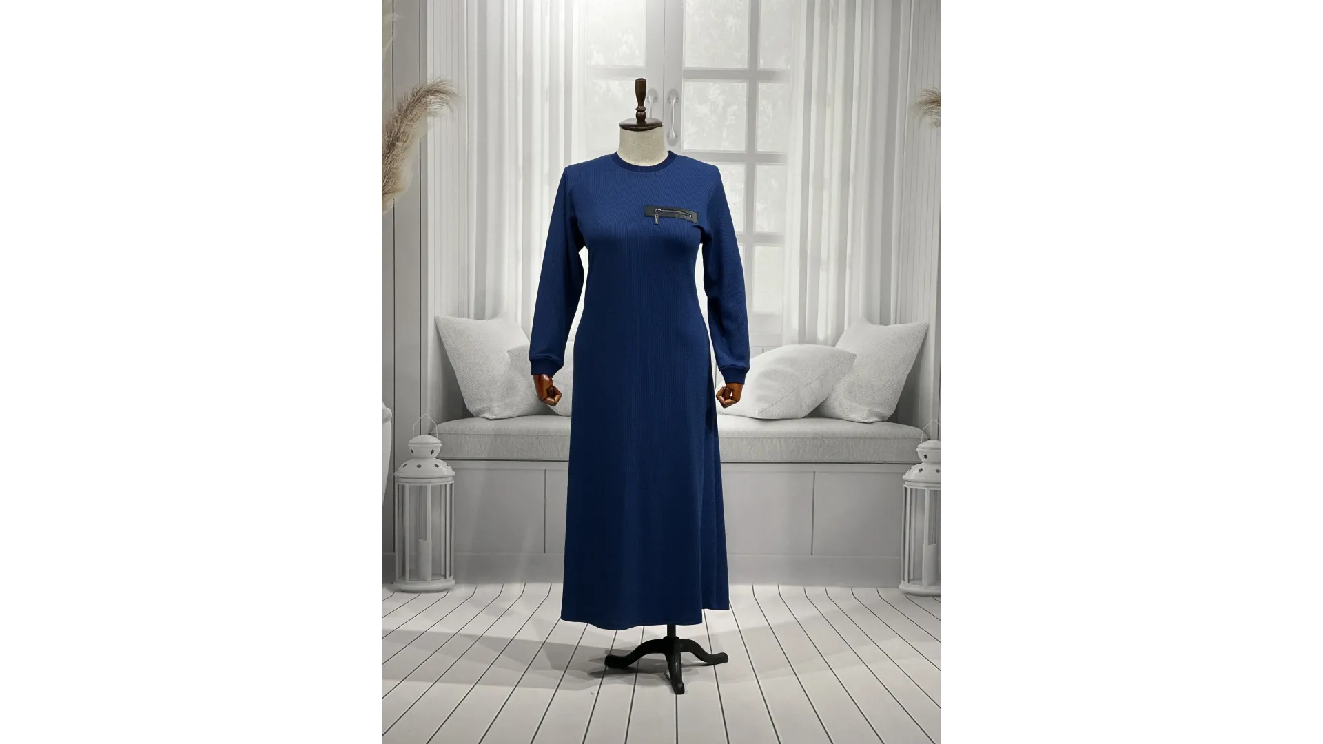 HESNA 8191 ELBİSE - İNDİGO - (Asorti: 3-6)