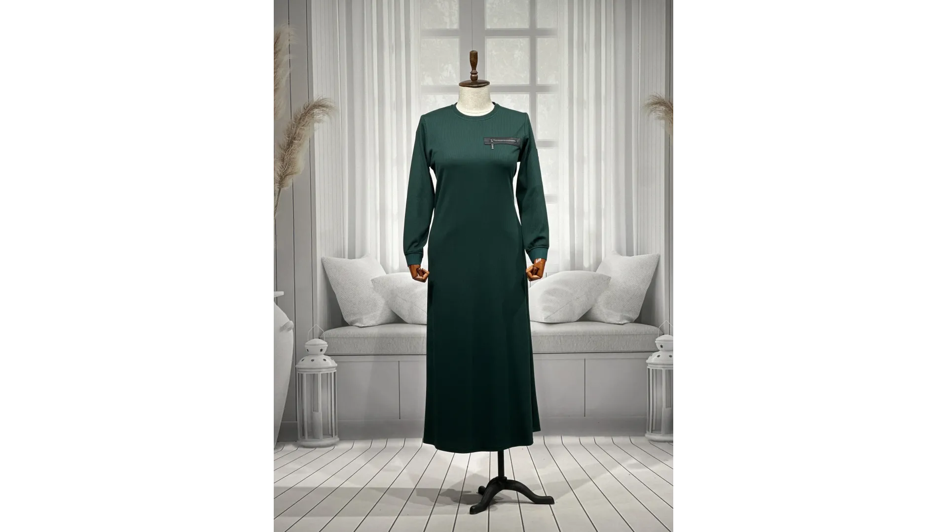 HESNA 8191 ELBİSE - PETROL - (Asorti: 3-6)