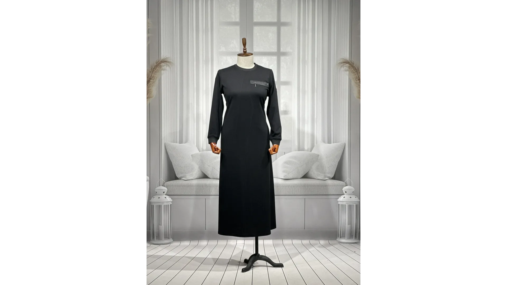 HESNA 8191 ELBİSE - SİYAH - (Asorti: 3-6)