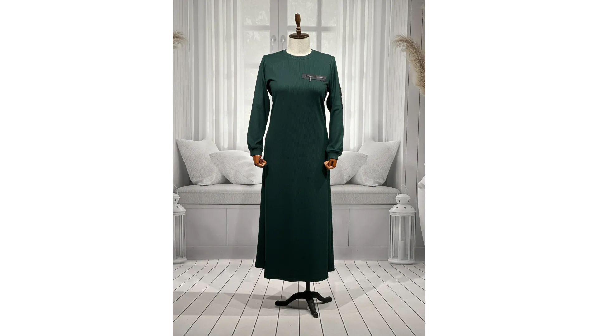 HESNA 8191 ELBİSE - YEŞİL - (Asorti: 3-6)