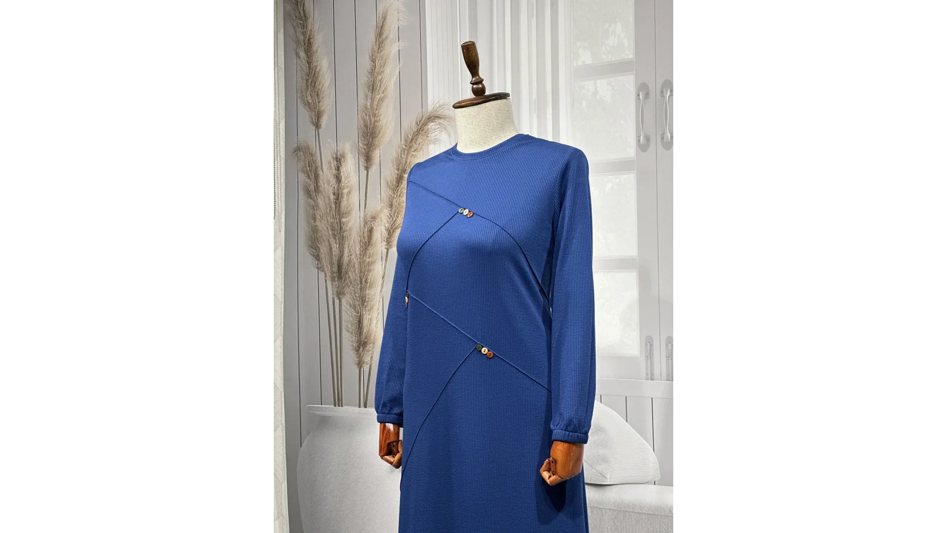 HESNA 8192 ELBİSE - İNDİGO - (Asorti: 3-6)