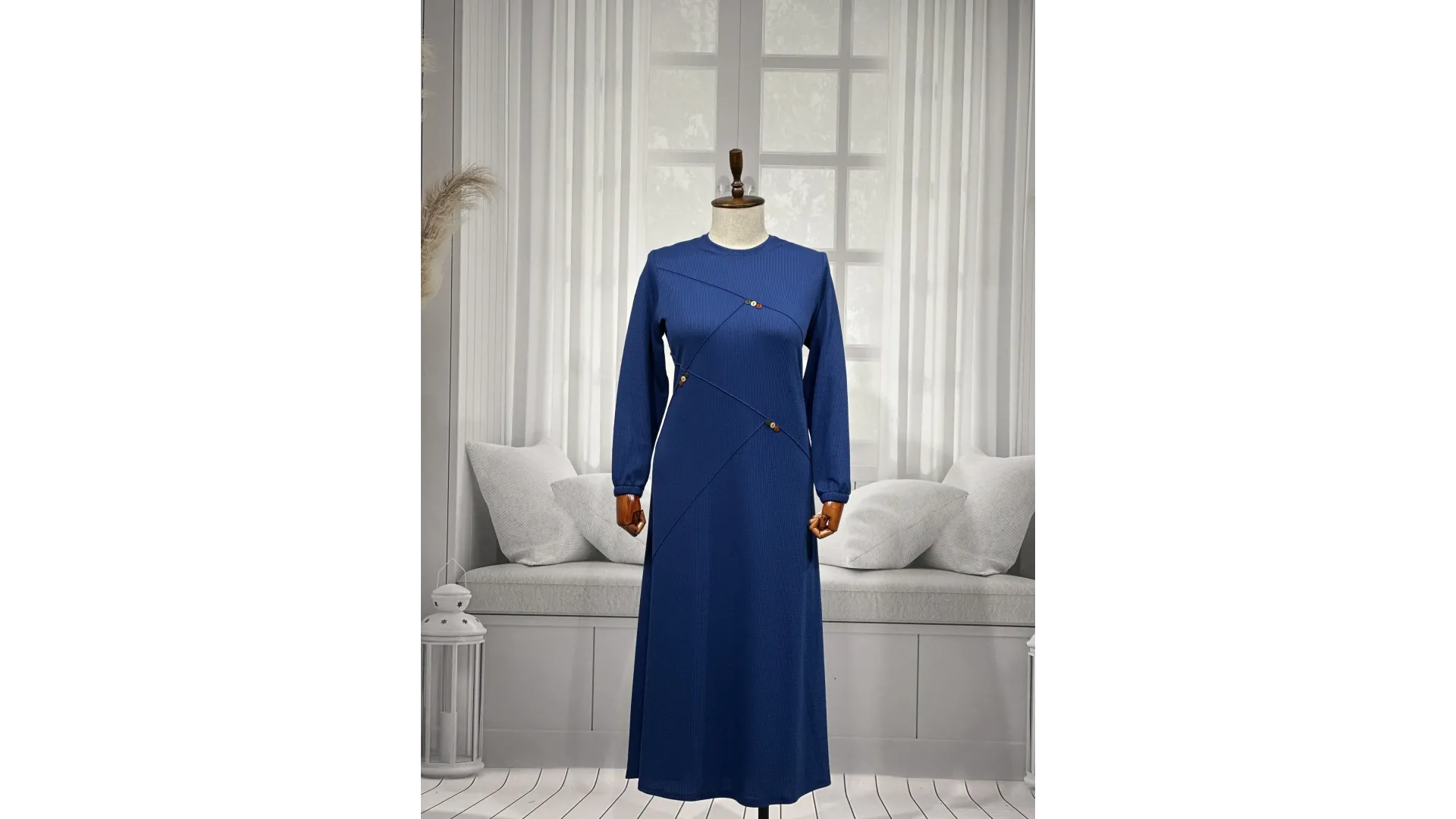 HESNA 8192 ELBİSE - İNDİGO - (Asorti: 3-6)