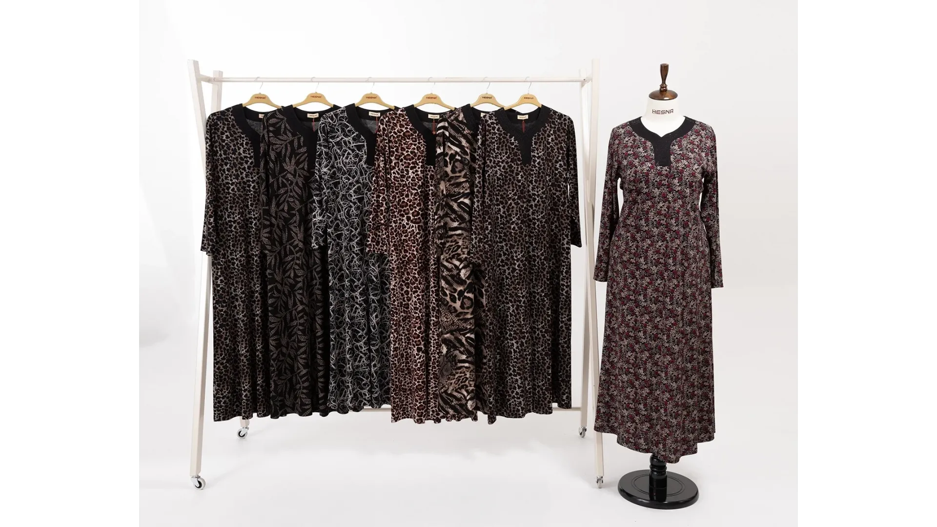 HESNA 8260 BTT. ELBİSE - SİYAH - 1411-R - (Asorti: 8-9)