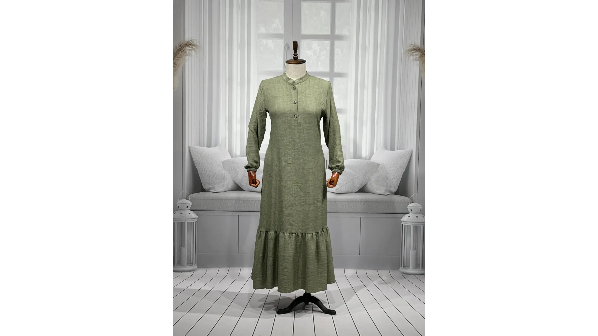 HESNA 8318 ELBİSE - HAKİ - (Asorti: 3-6)