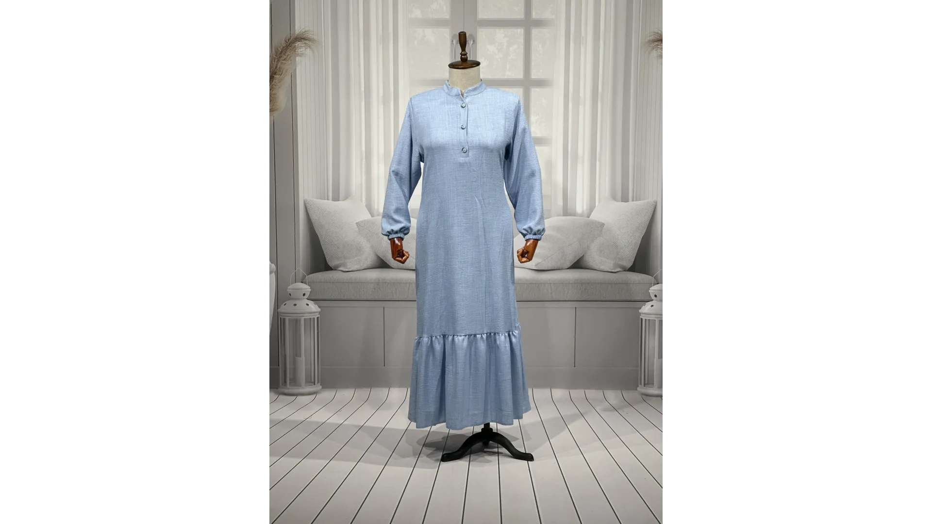 HESNA 8318 ELBİSE - MAVİ - (Asorti: 3-6)