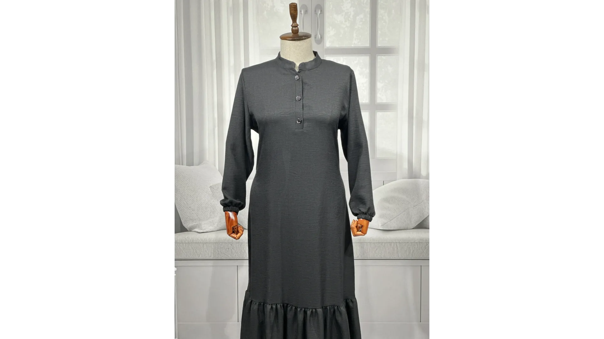 HESNA 8318 ELBİSE - SİYAH - (Asorti: 3-6)