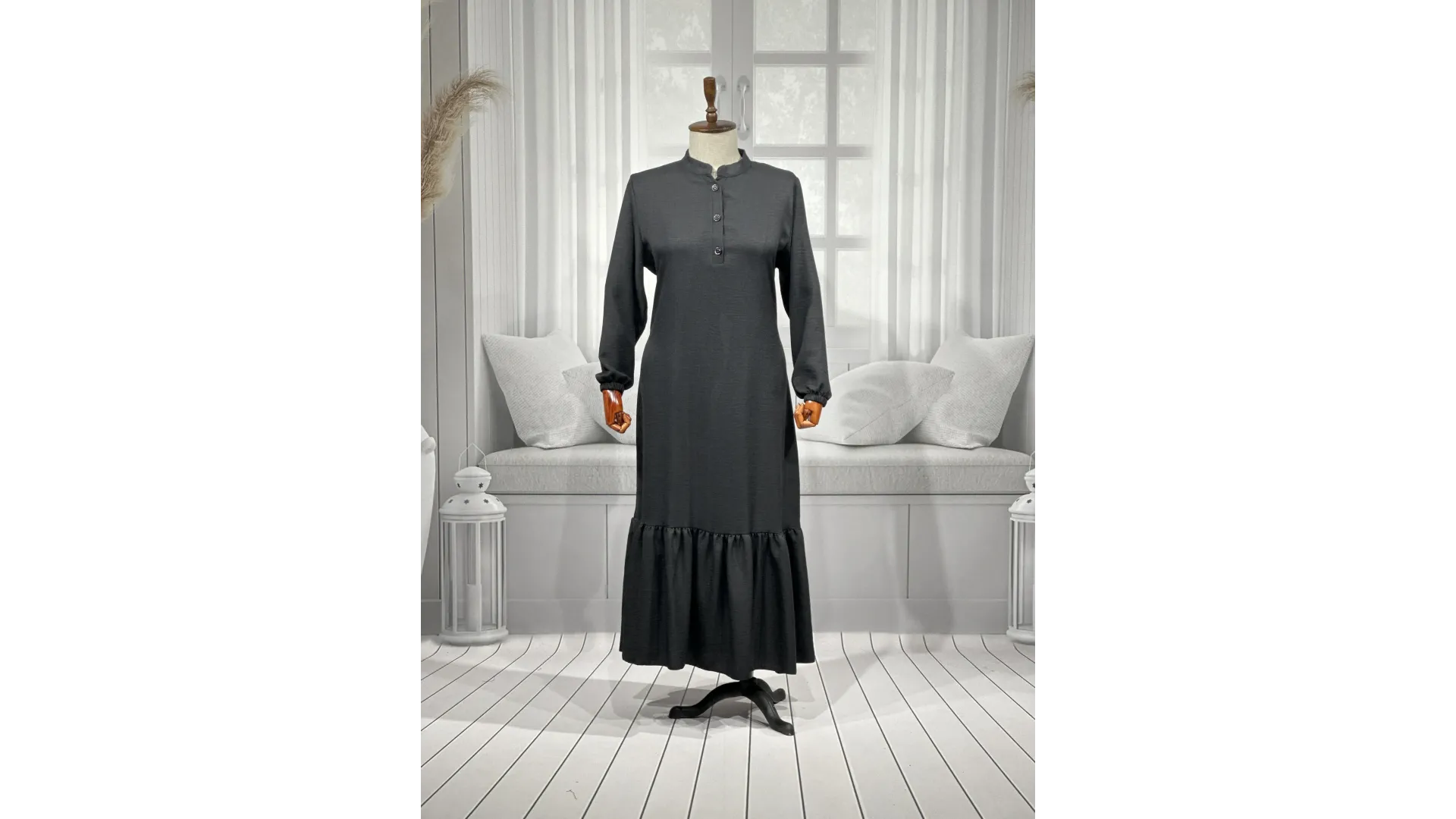 HESNA 8318 ELBİSE - SİYAH - (Asorti: 3-6)