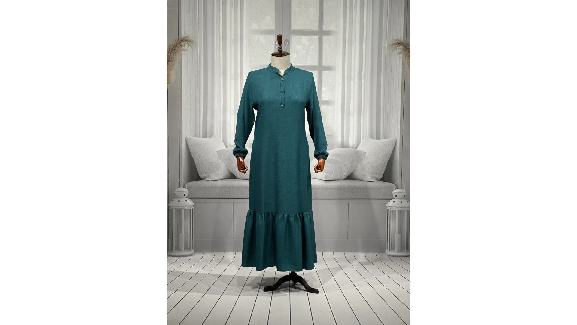 HESNA 8318 ELBİSE - ZÜMRÜT - (Asorti: 3-6)