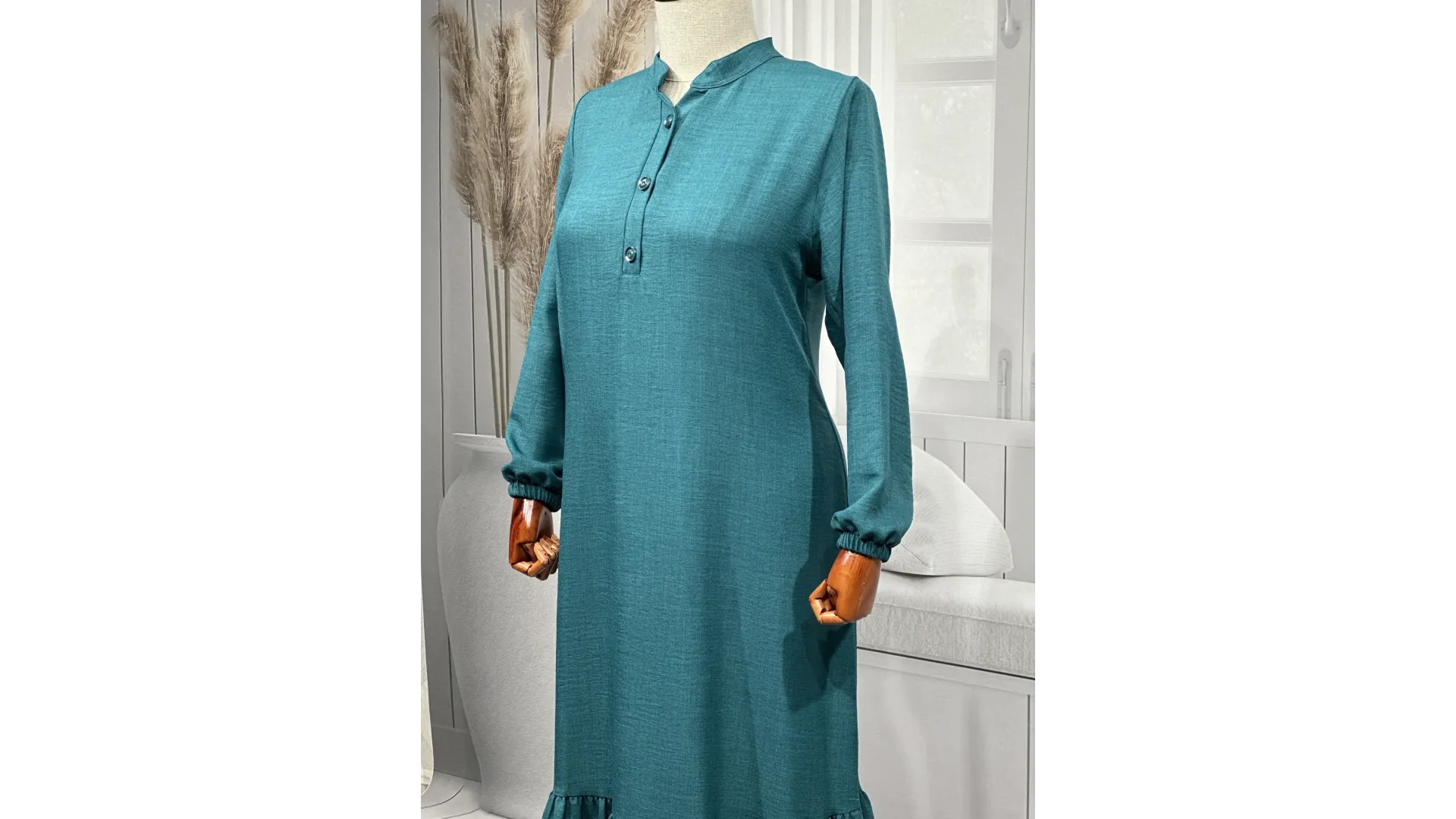 HESNA 8318 ELBİSE - ZÜMRÜT - (Asorti: 3-6)