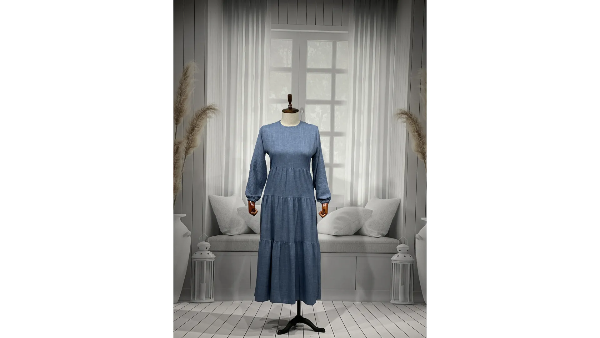 HESNA 8322 ELBİSE - KOT MAVİ - (Asorti: 3-5)