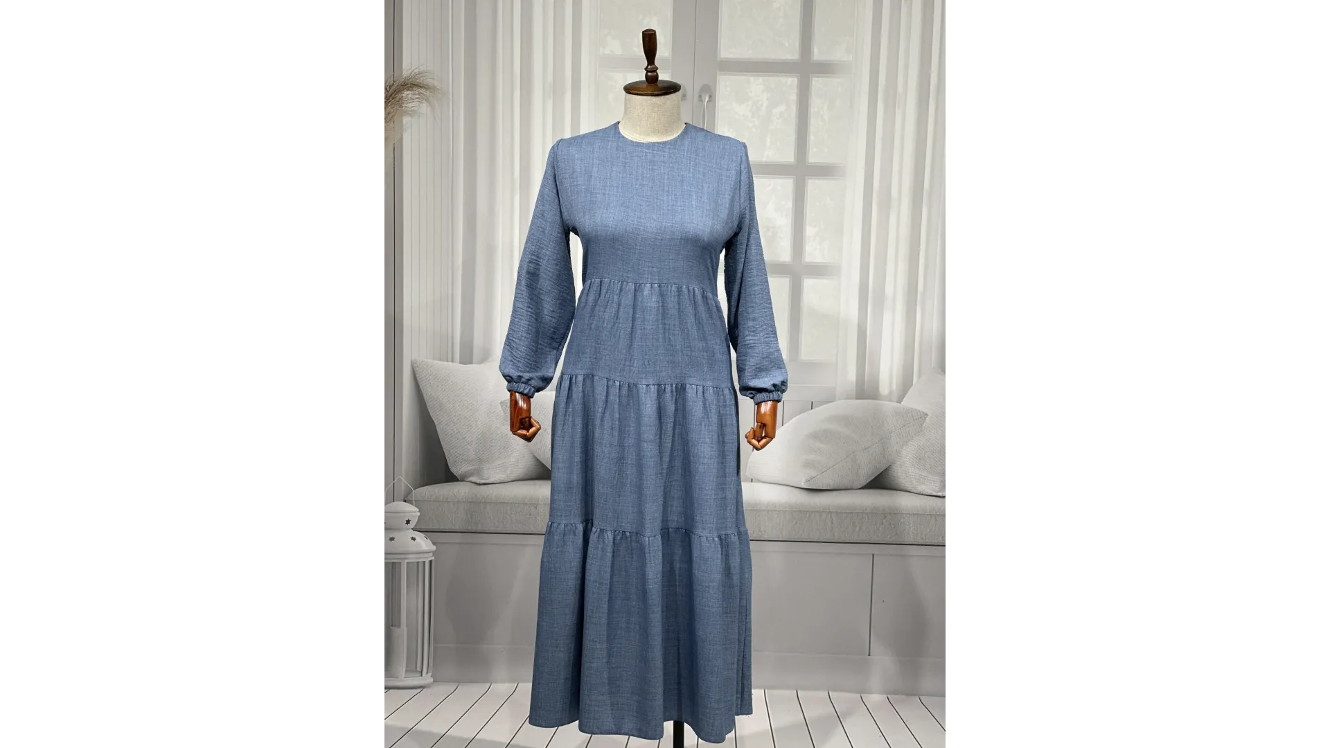 HESNA 8322 ELBİSE - KOT MAVİ - (Asorti: 3-5)