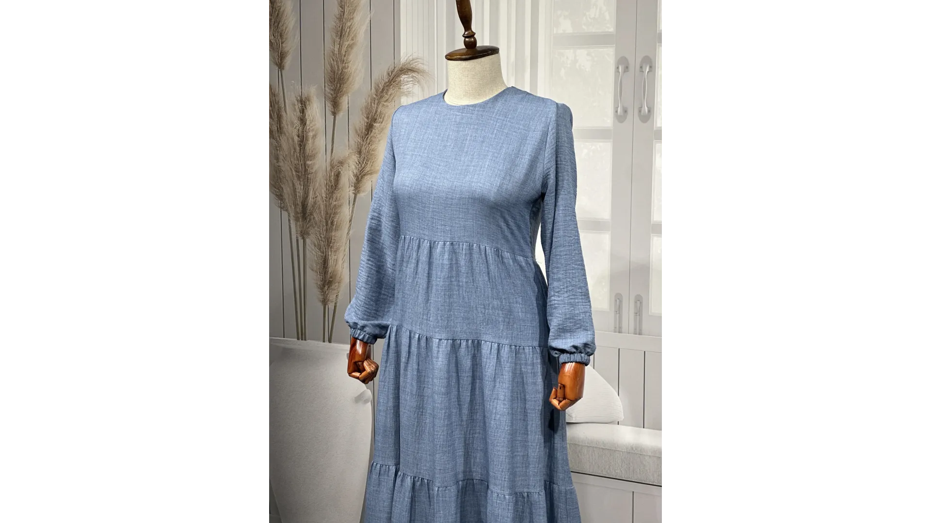 HESNA 8322 ELBİSE - KOT MAVİ - (Asorti: 3-5)