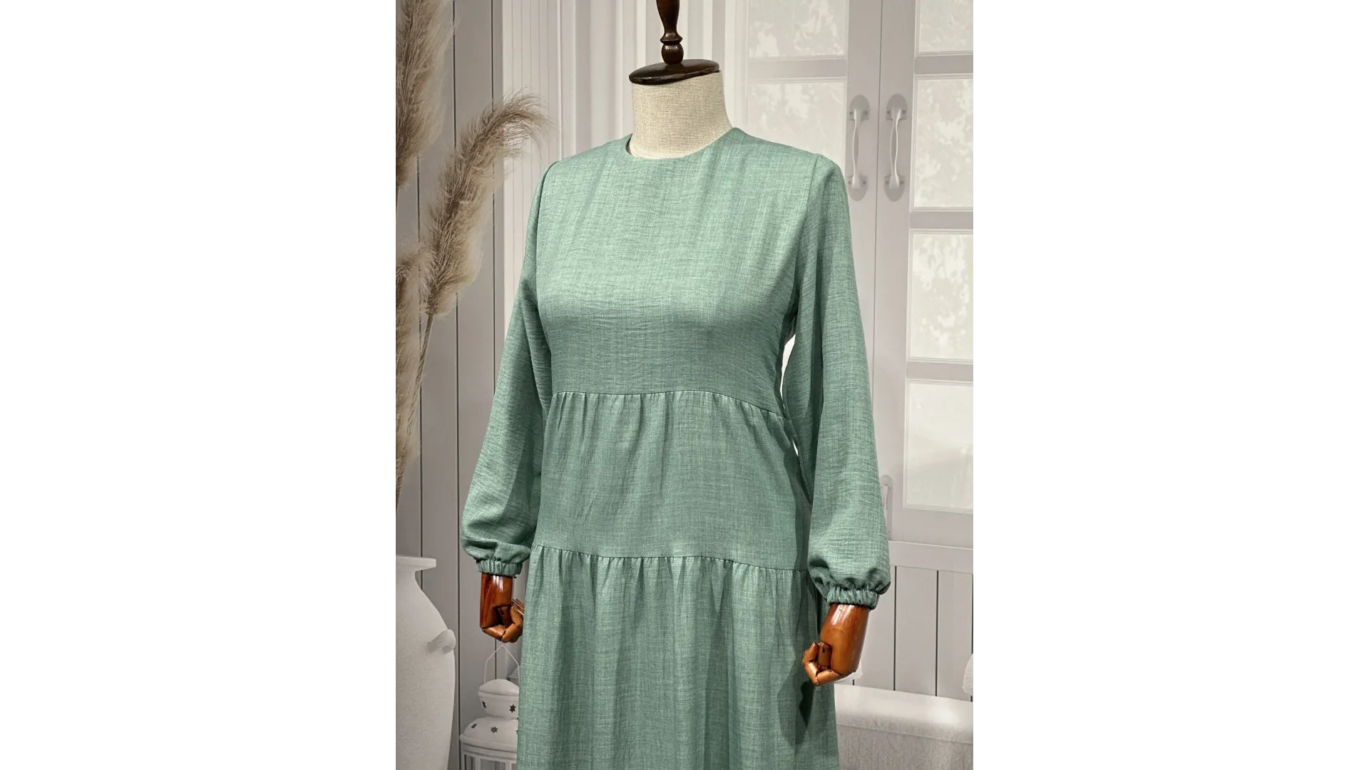 HESNA 8322 ELBİSE - MİNT - (Asorti: 3-5)