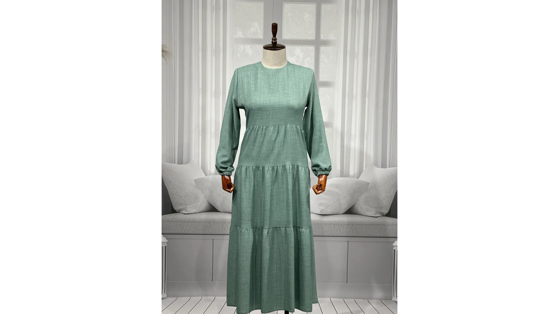 HESNA 8322 ELBİSE - MİNT - (Asorti: 3-5)