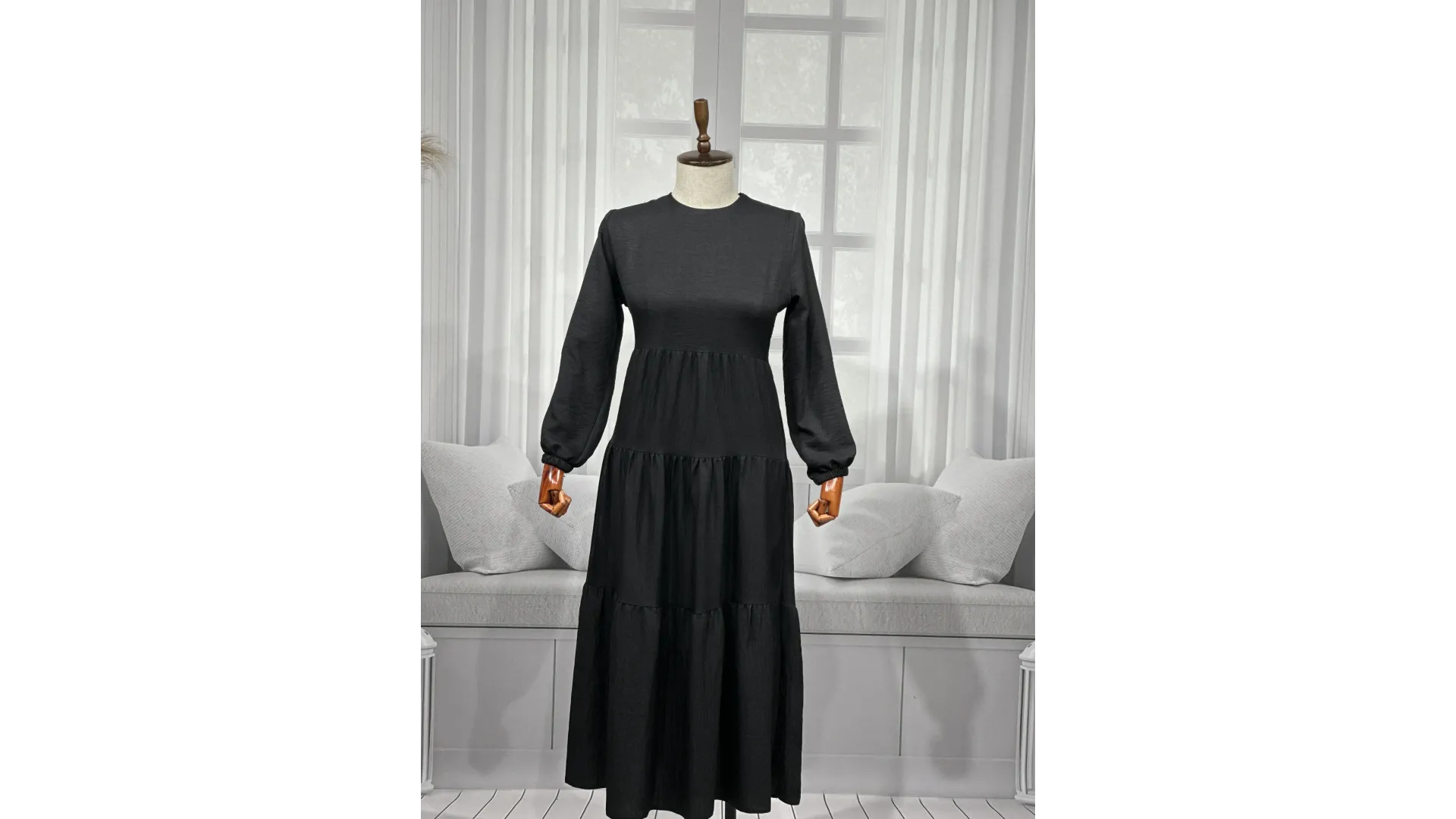 HESNA 8322 ELBİSE - SİYAH - (Asorti: 3-5)