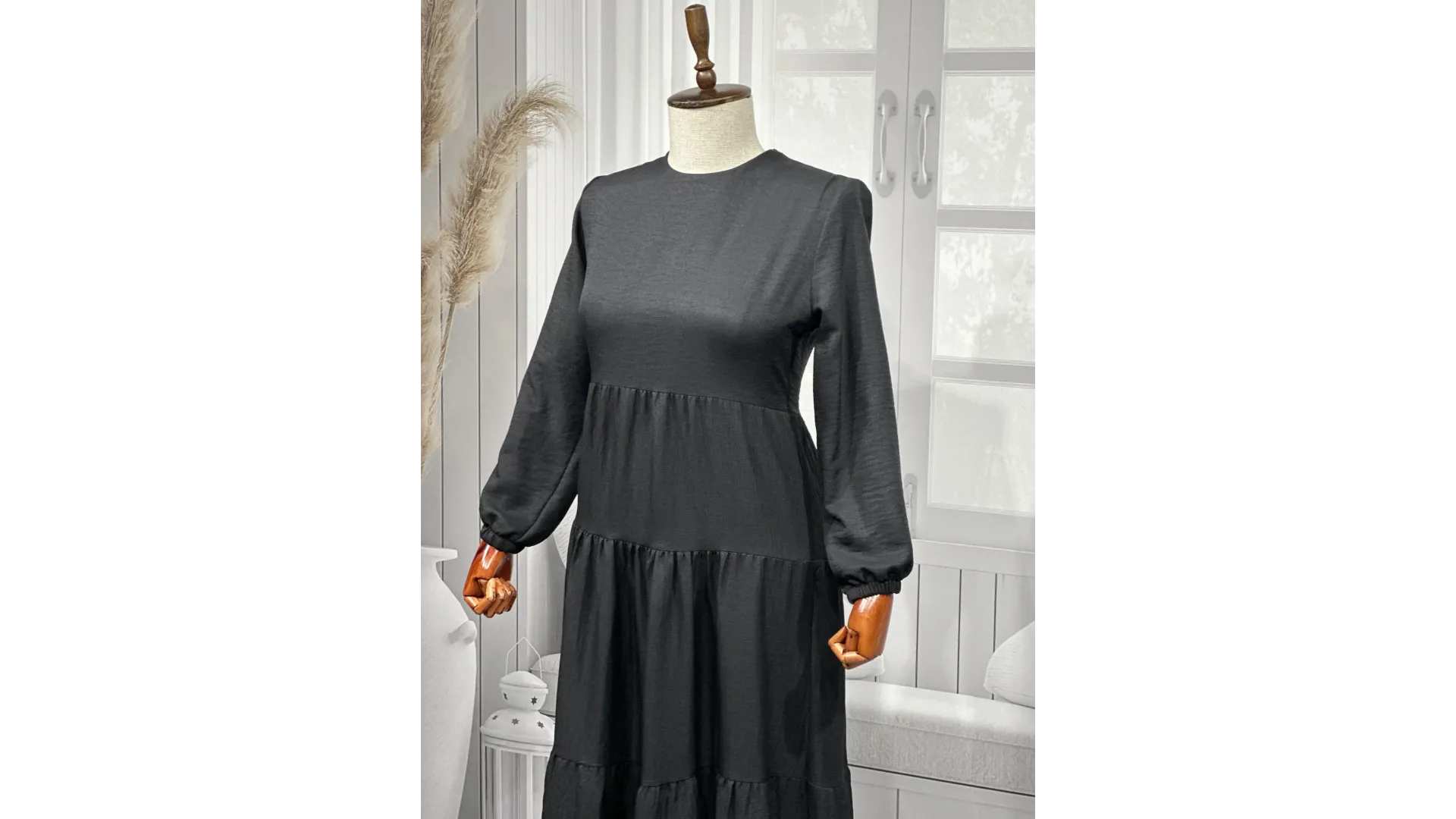 HESNA 8322 ELBİSE - SİYAH - (Asorti: 3-5)