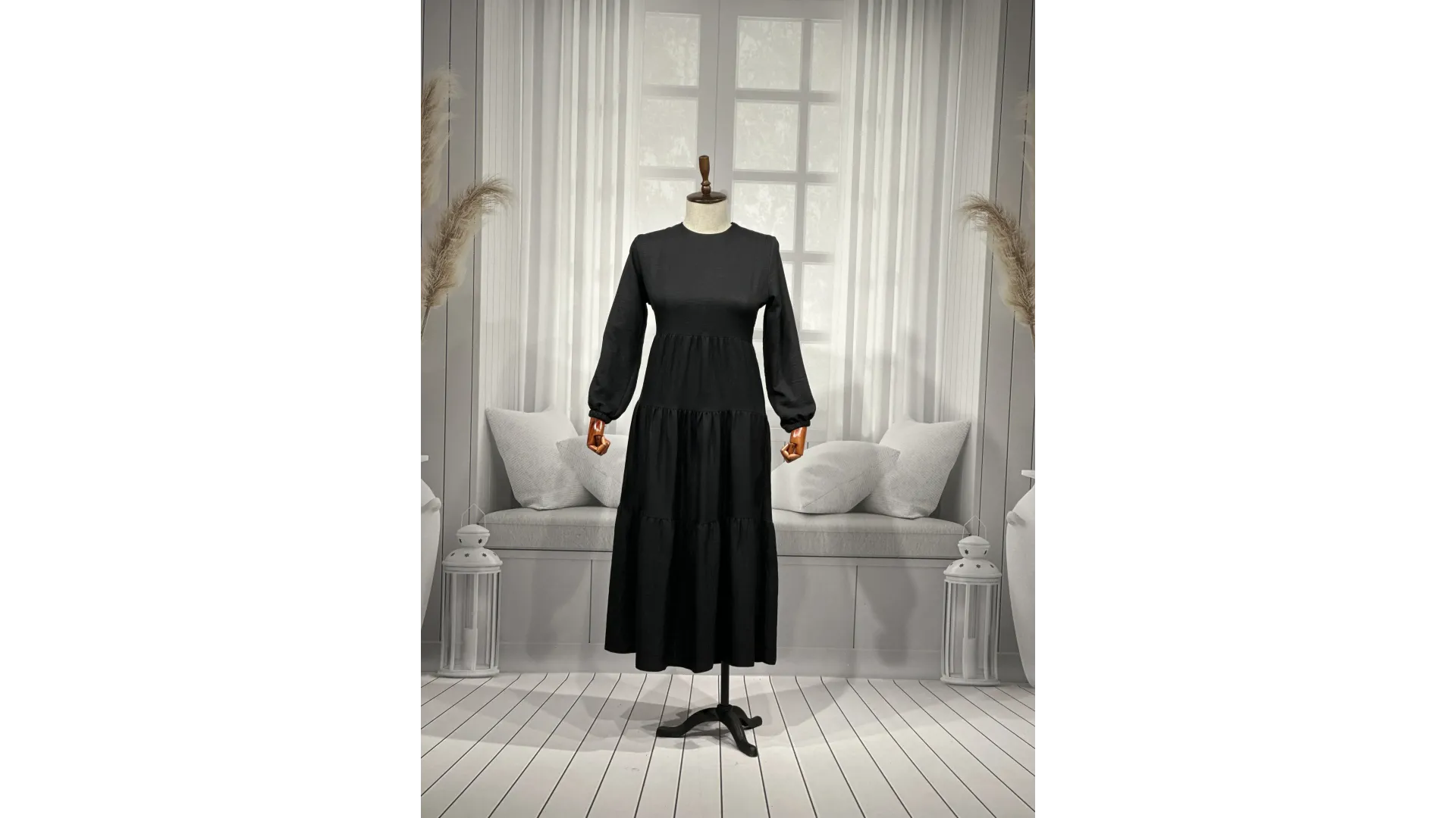 HESNA 8322 ELBİSE - SİYAH - (Asorti: 3-5)