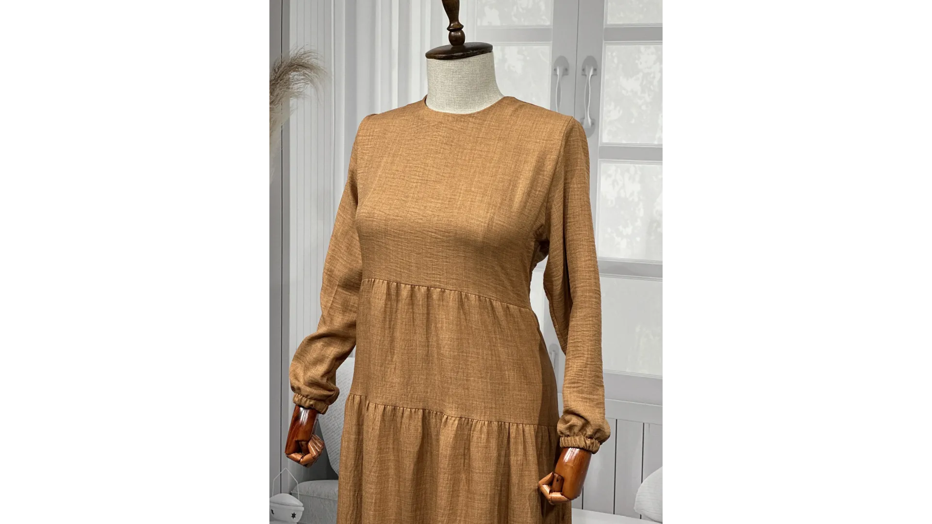 HESNA 8322 ELBİSE - TÜTÜN - (Asorti: 3-5)