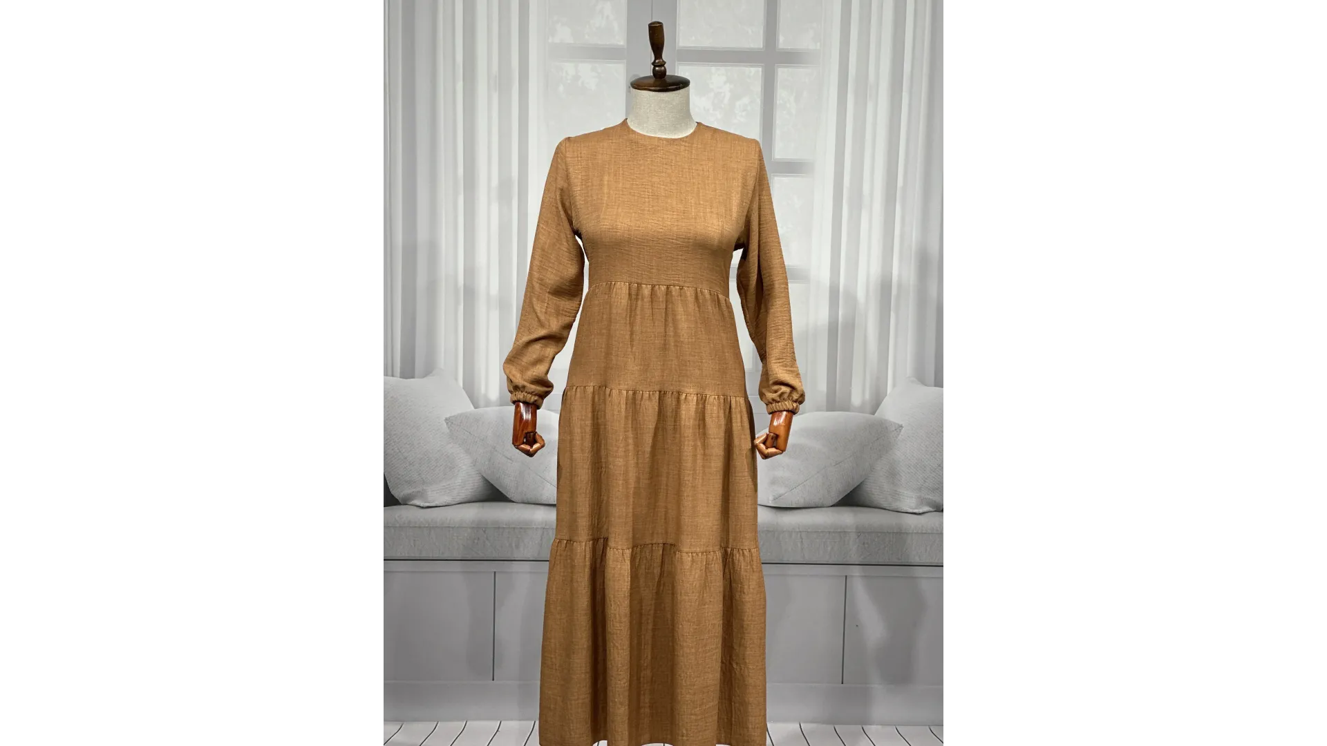 HESNA 8322 ELBİSE - TÜTÜN - (Asorti: 3-5)