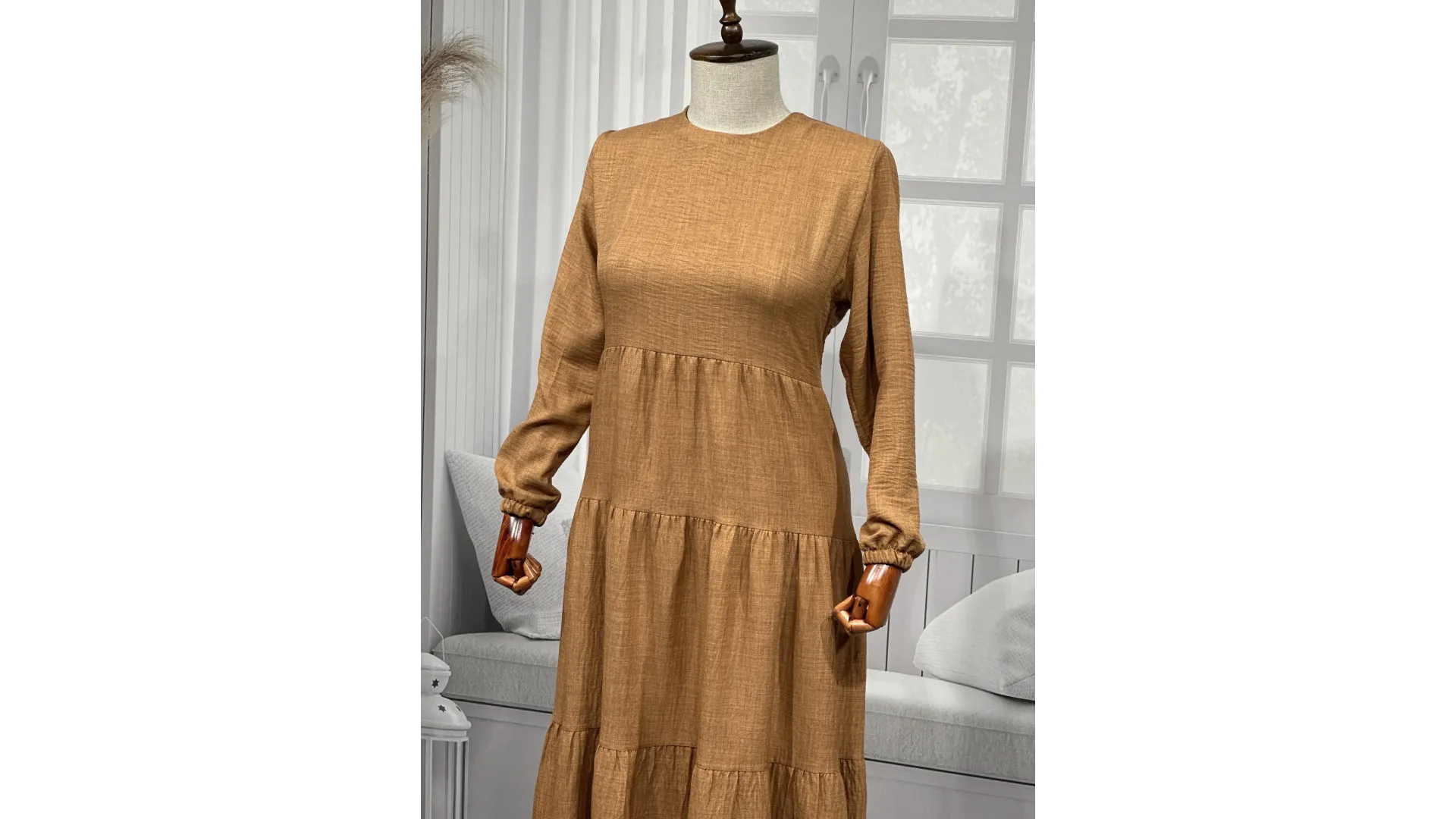 HESNA 8322 ELBİSE - TÜTÜN - (Asorti: 3-5)