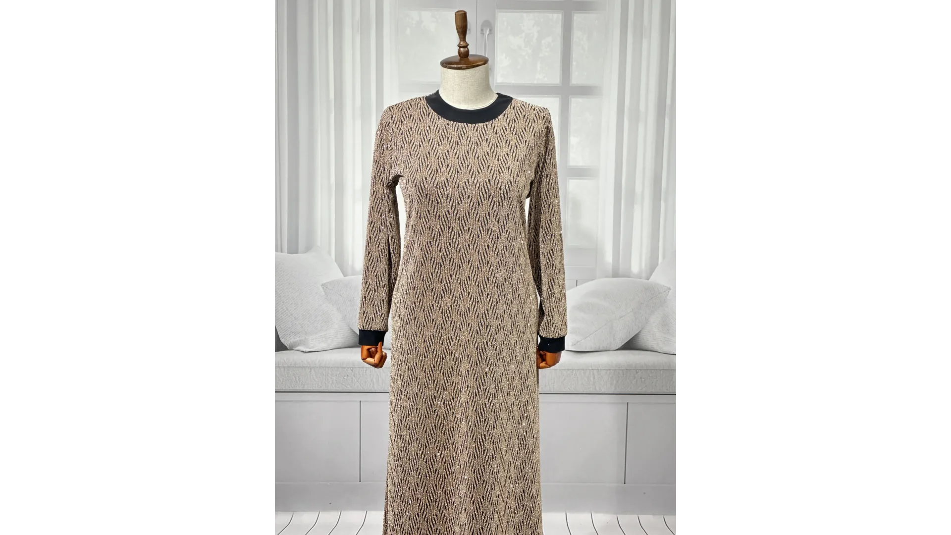 HESNA 8422 ELBİSE - GOLD - (Asorti: 3-6)