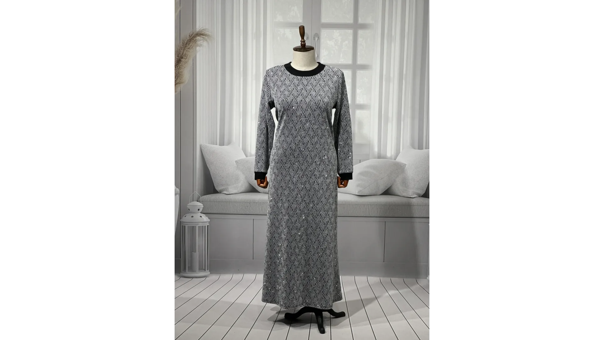 HESNA 8422 ELBİSE - GÜMÜŞ - (Asorti: 3-6)