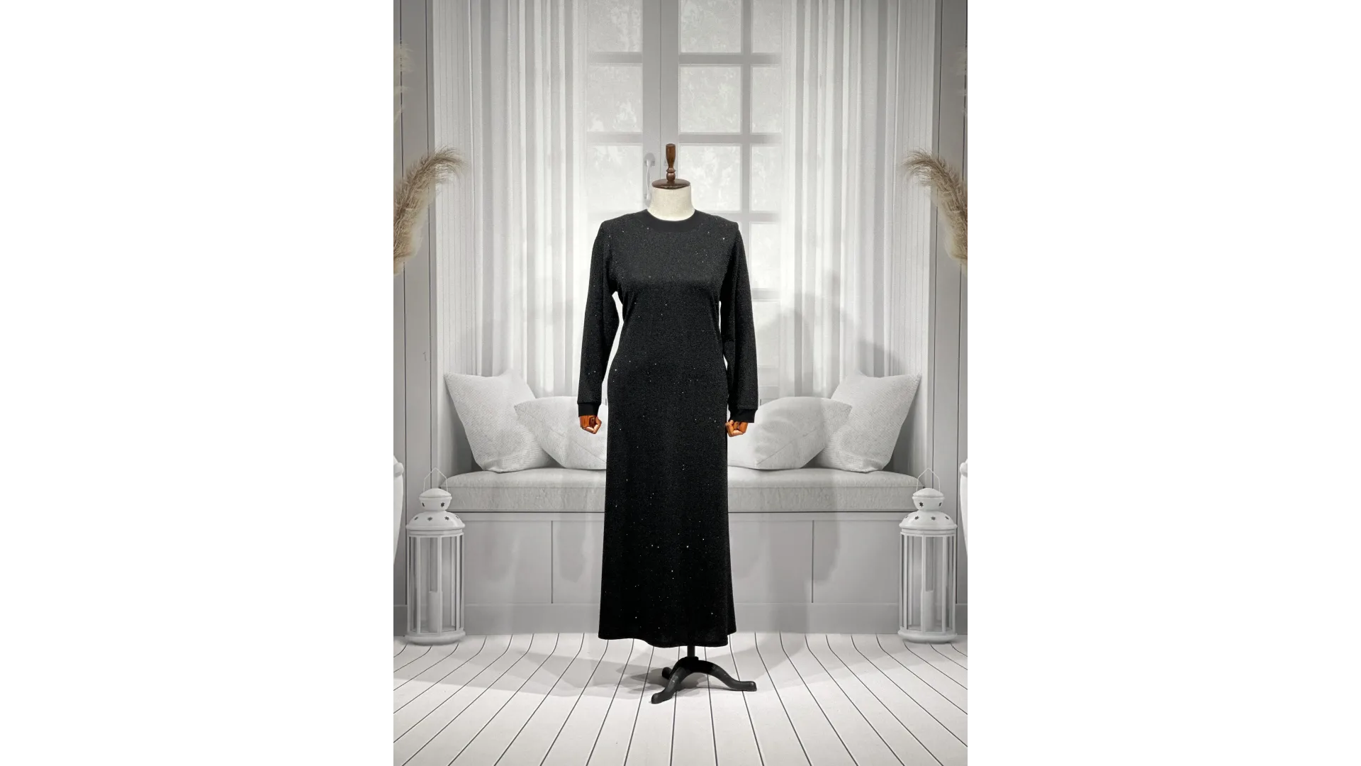 HESNA 8422 ELBİSE - SİYAH - (Asorti: 3-6)