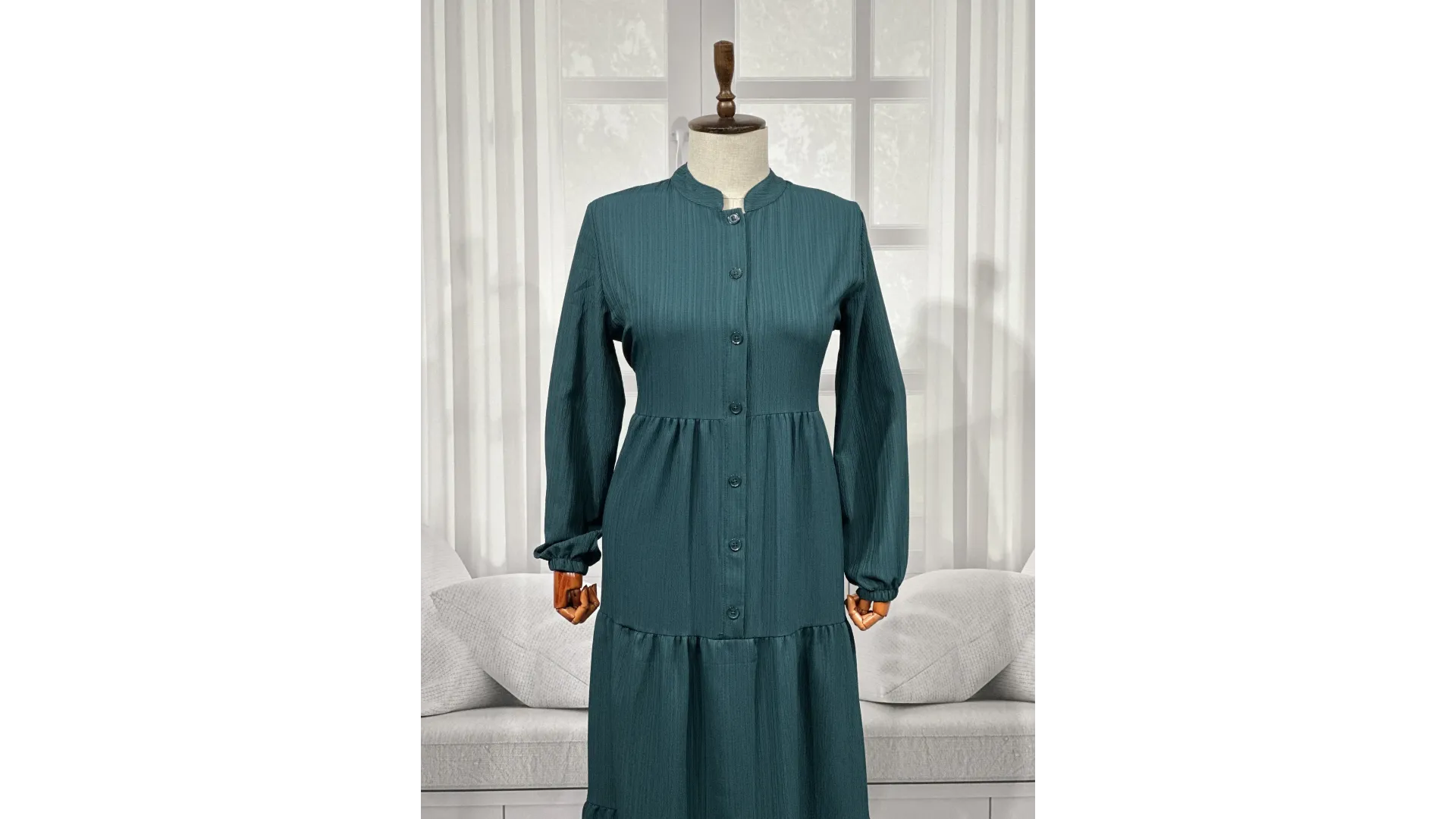 HESNA 8438 ELBİSE - ZÜMRÜT - (Asorti: 3-5)