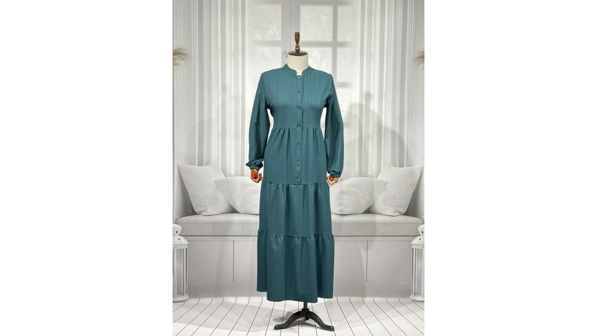 HESNA 8438 ELBİSE - ZÜMRÜT - (Asorti: 3-5)