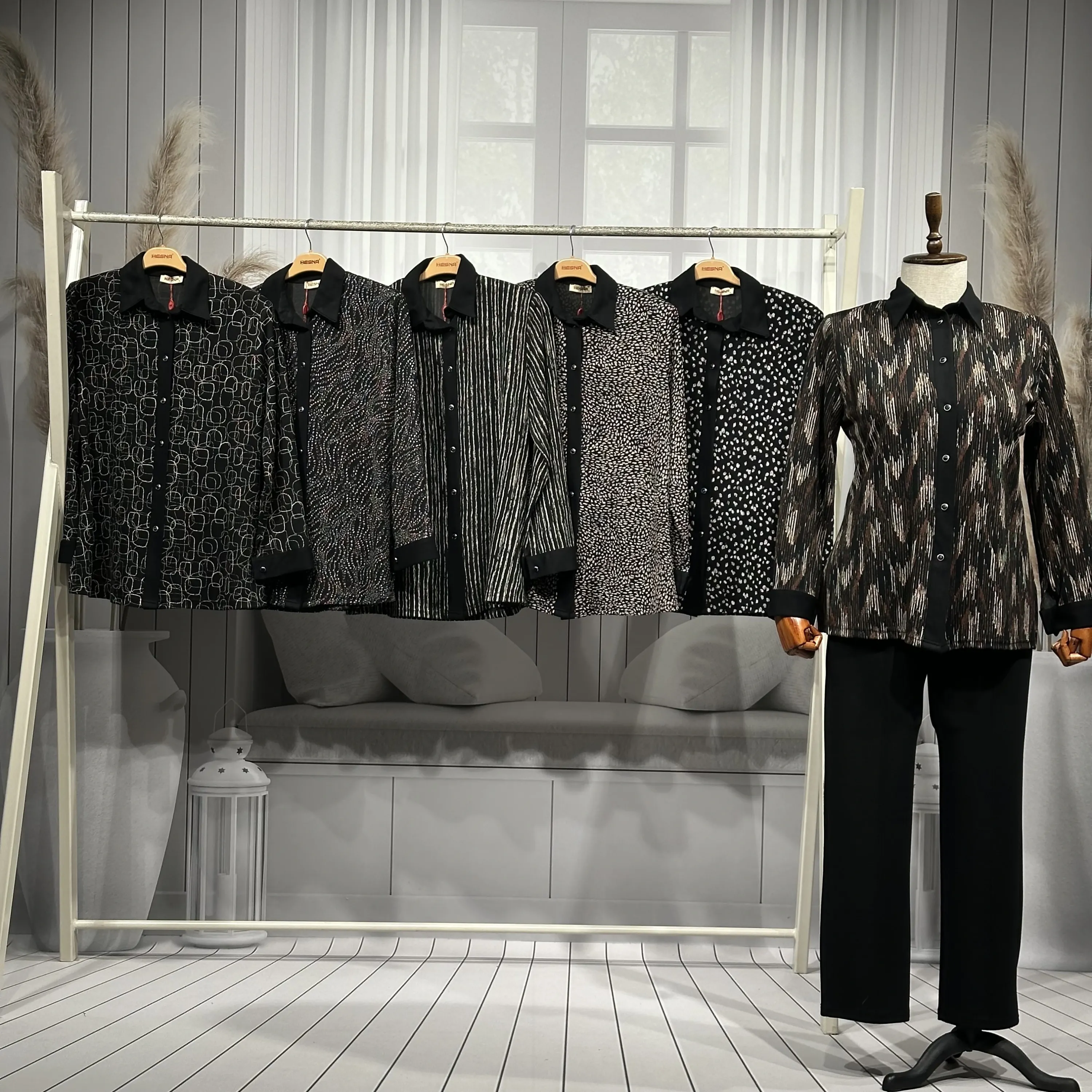 HESNA 3033 GÖMLEK - KARIŞIK DESENLER - 01-KARIŞIK DESEN - (Asorti: 5-7)