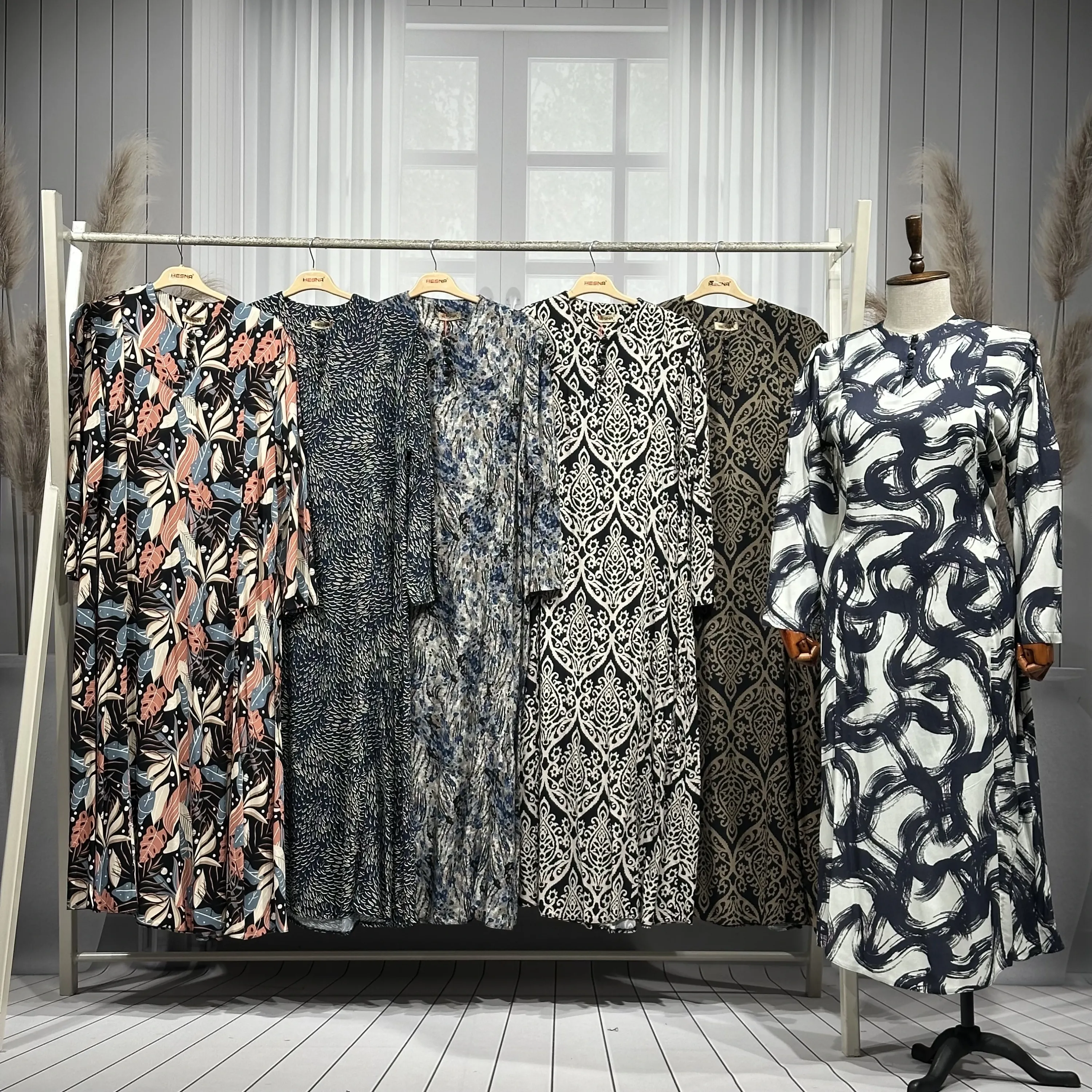 CEMİLE ELBİSE - SİYAH - 01-KARIŞIK DESEN - (Asorti: 4-6)