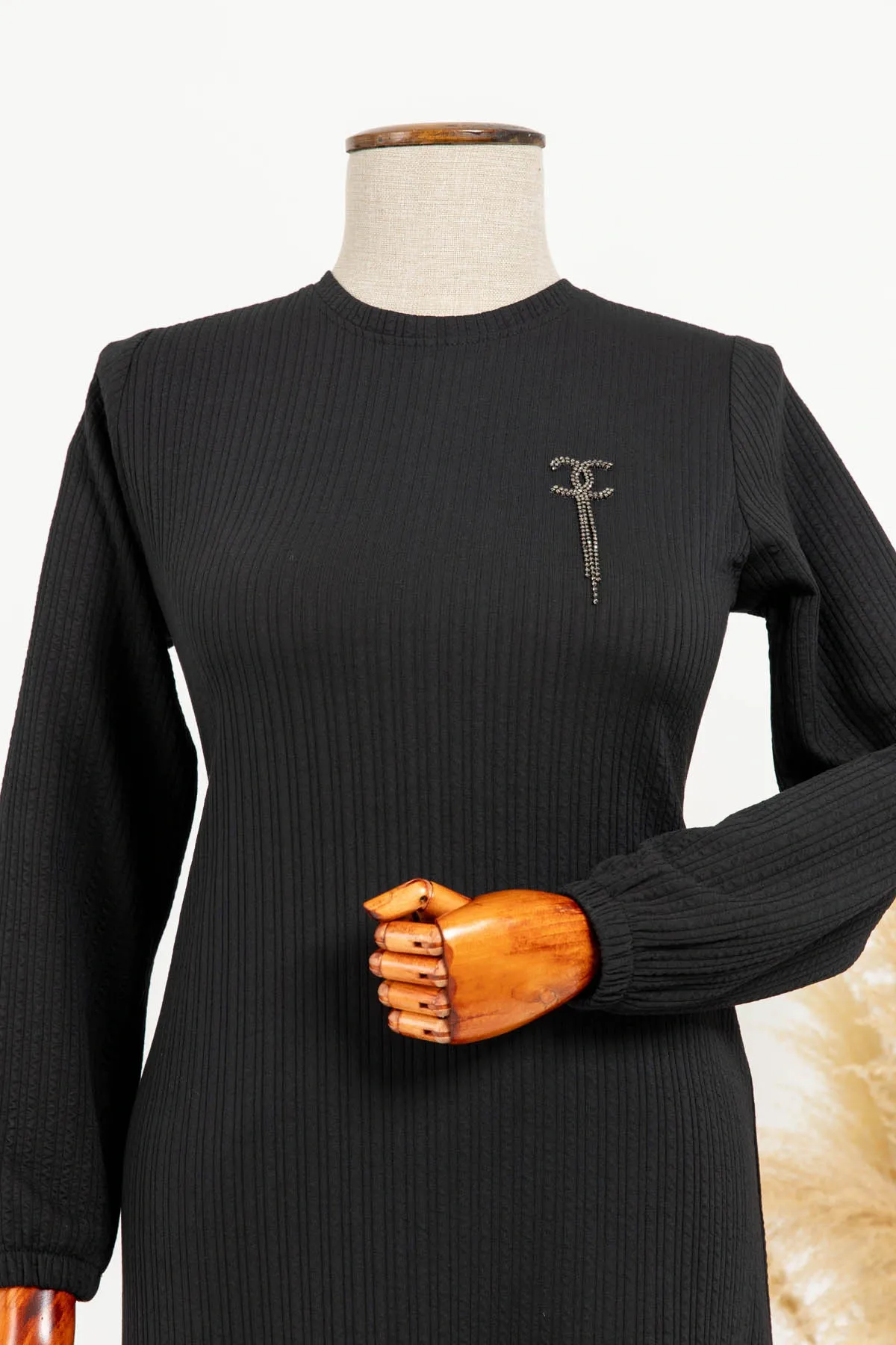 HESNA 8339 ELBİSE - SİYAH - (Asorti: 3-6)