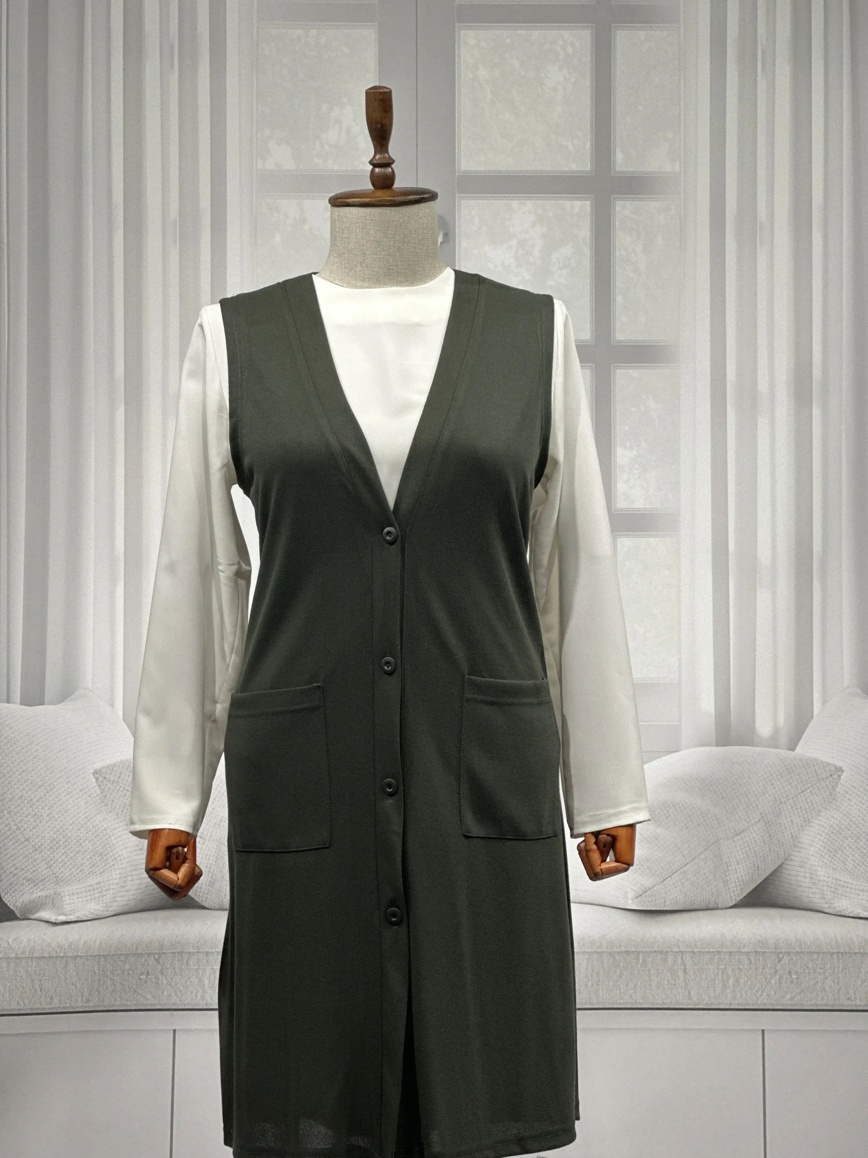 BUĞRA UZUN YELEK - HAKİ - (Asorti: 4-6)