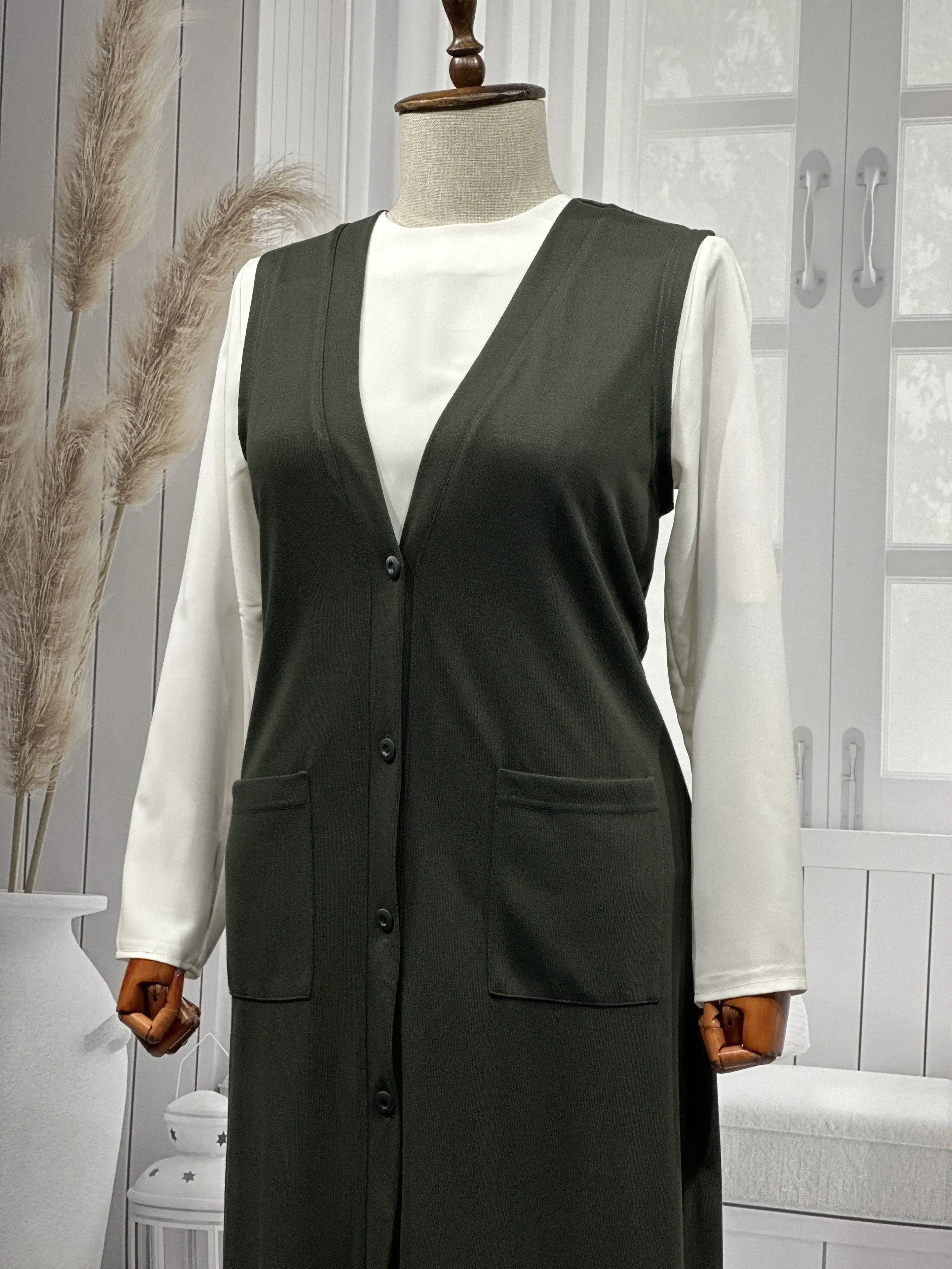 BUĞRA UZUN YELEK - HAKİ - (Asorti: 4-6)