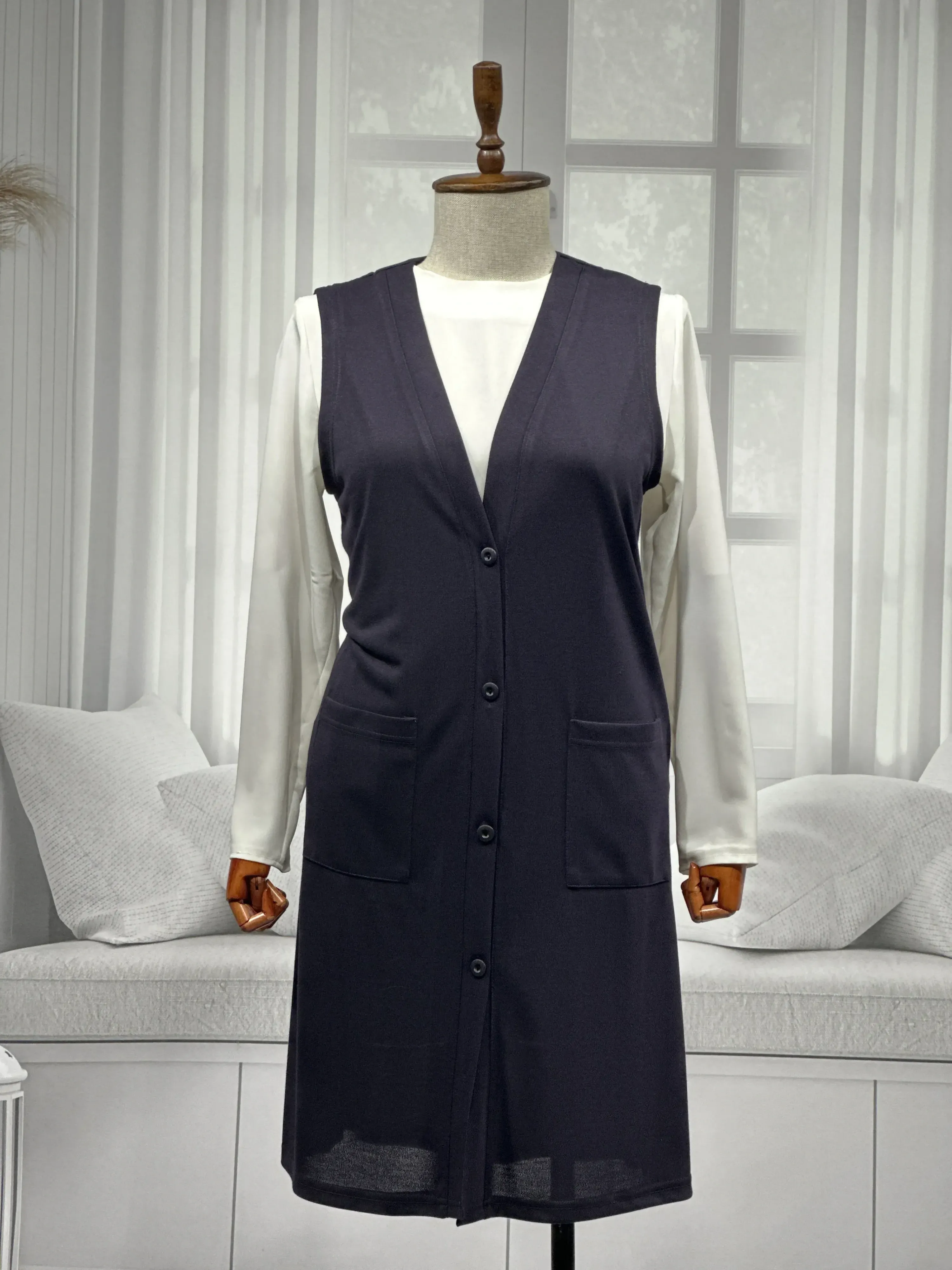 BUĞRA UZUN YELEK - MÜRDÜM - (Asorti: 4-6)