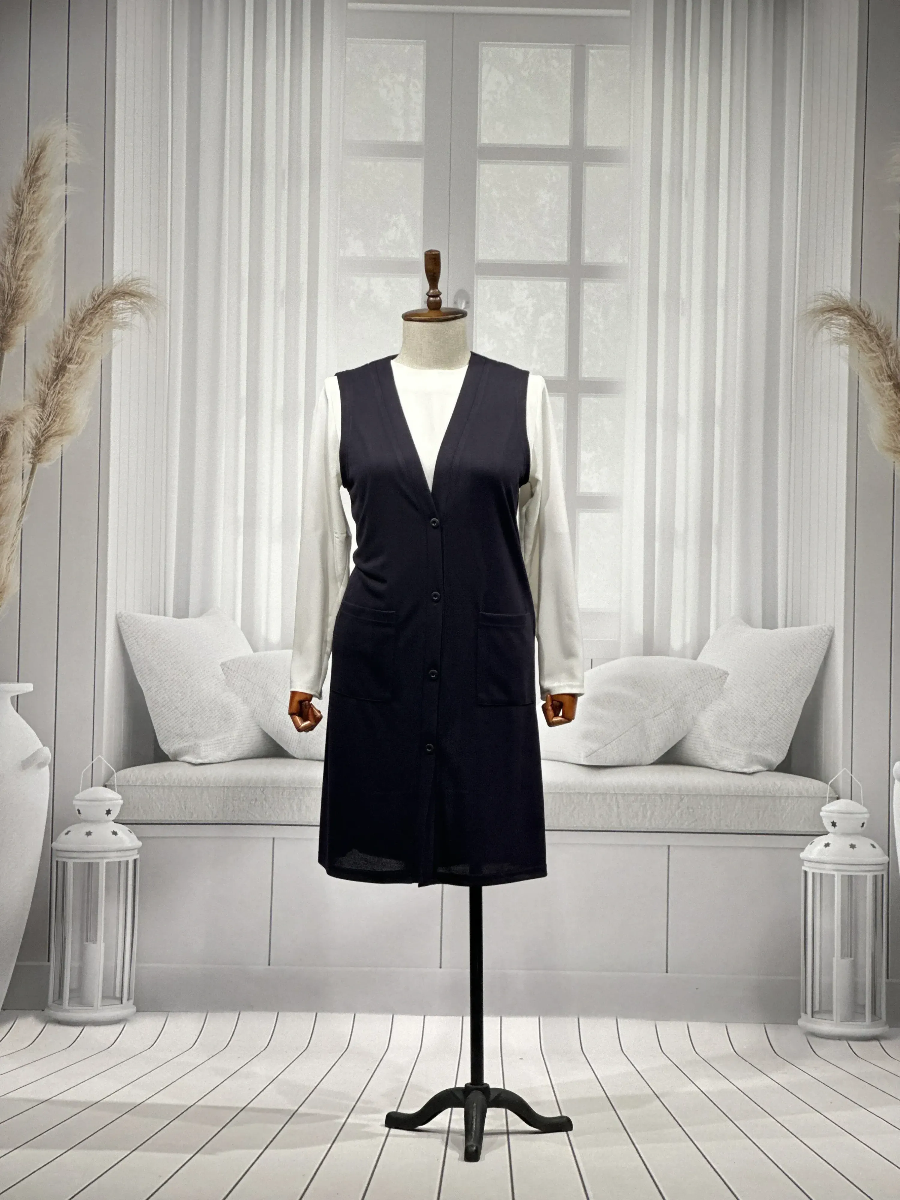 BUĞRA UZUN YELEK - MÜRDÜM - (Asorti: 4-6)