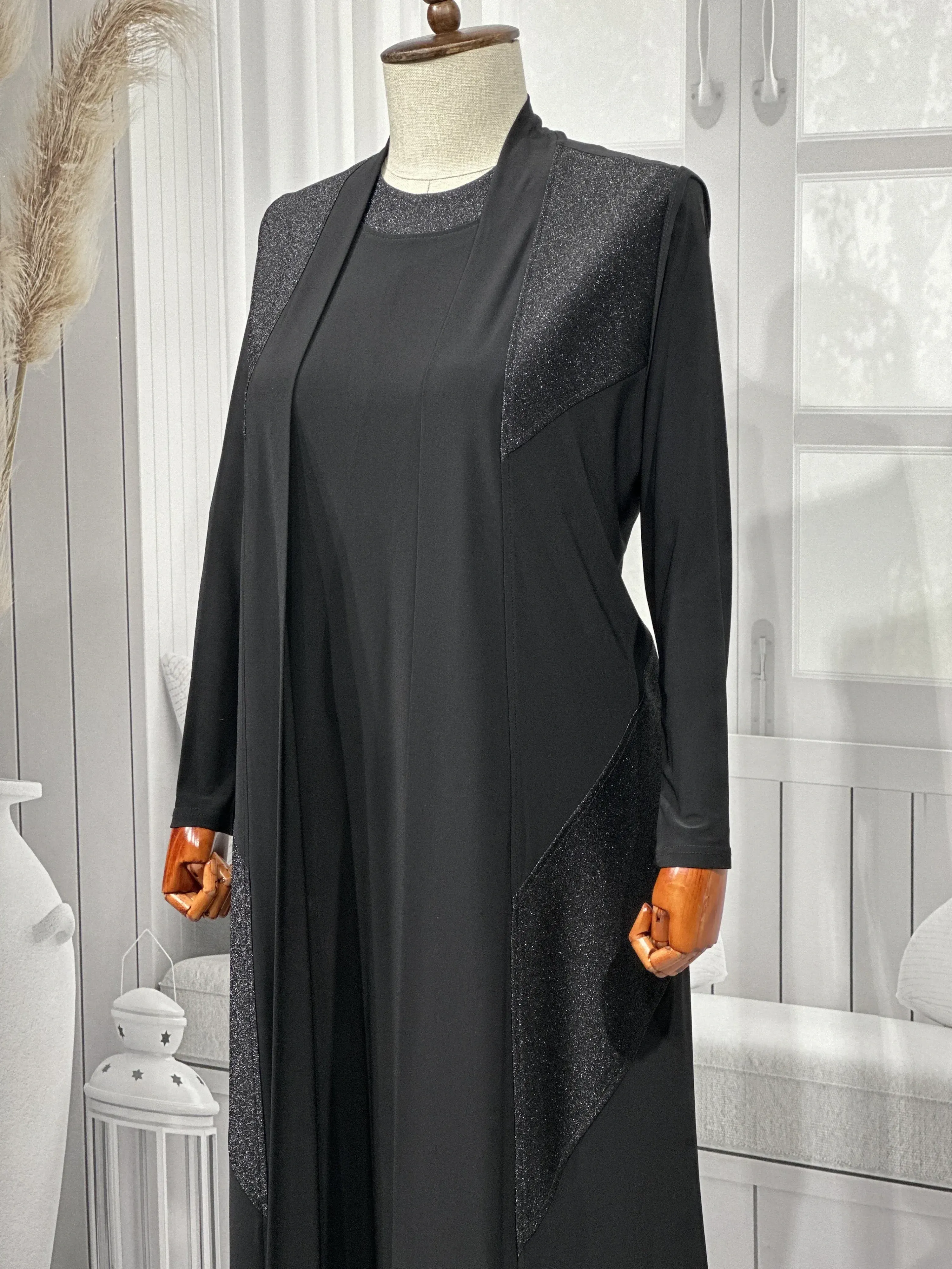 HESNA 1094 YELEKLİ TAKIM - SİYAH - (Asorti: 4-7)