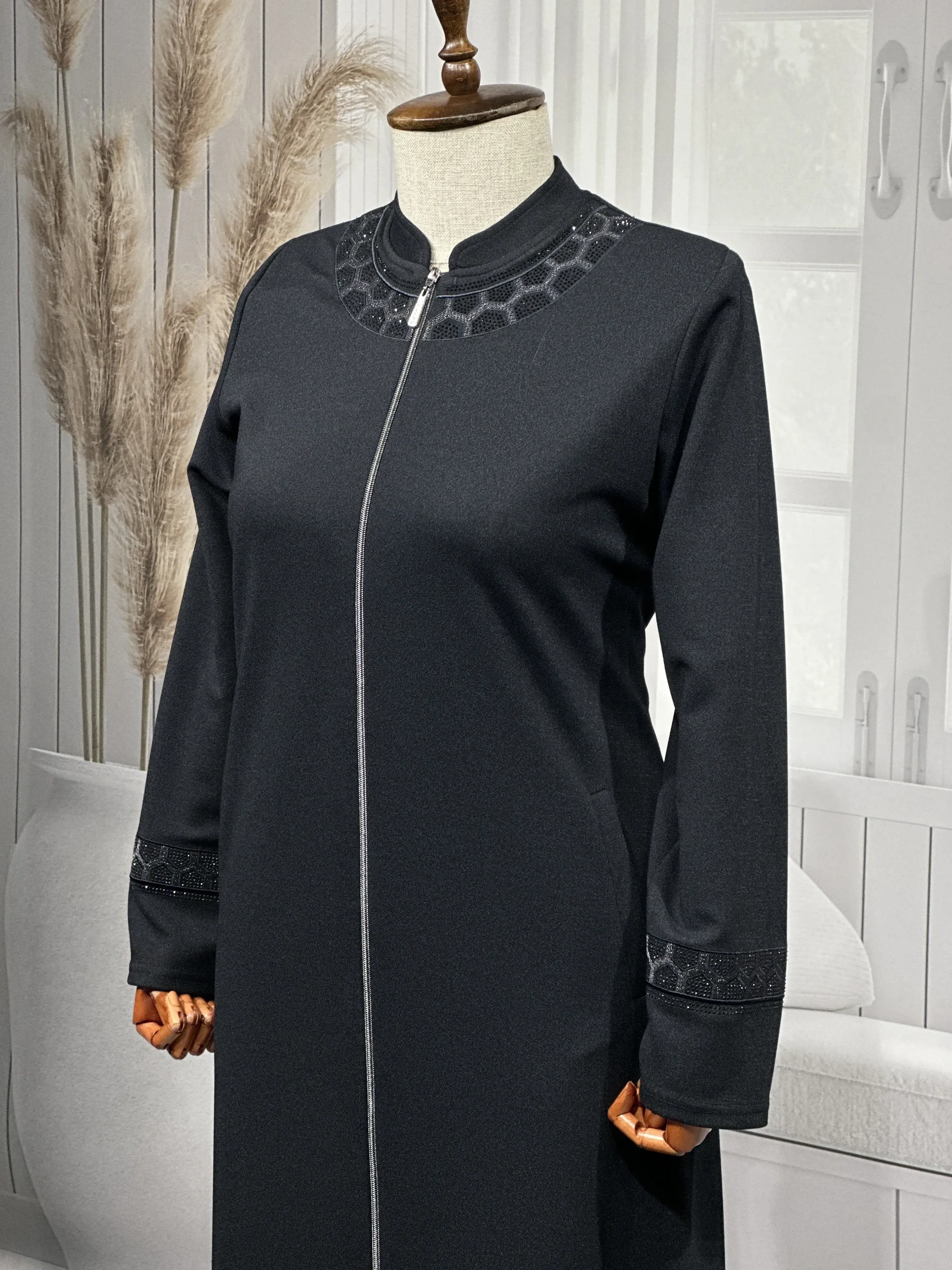 HESNA 2203 NAKIŞLI PARDESÜ - LACİVERT - (Asorti: 4-7)