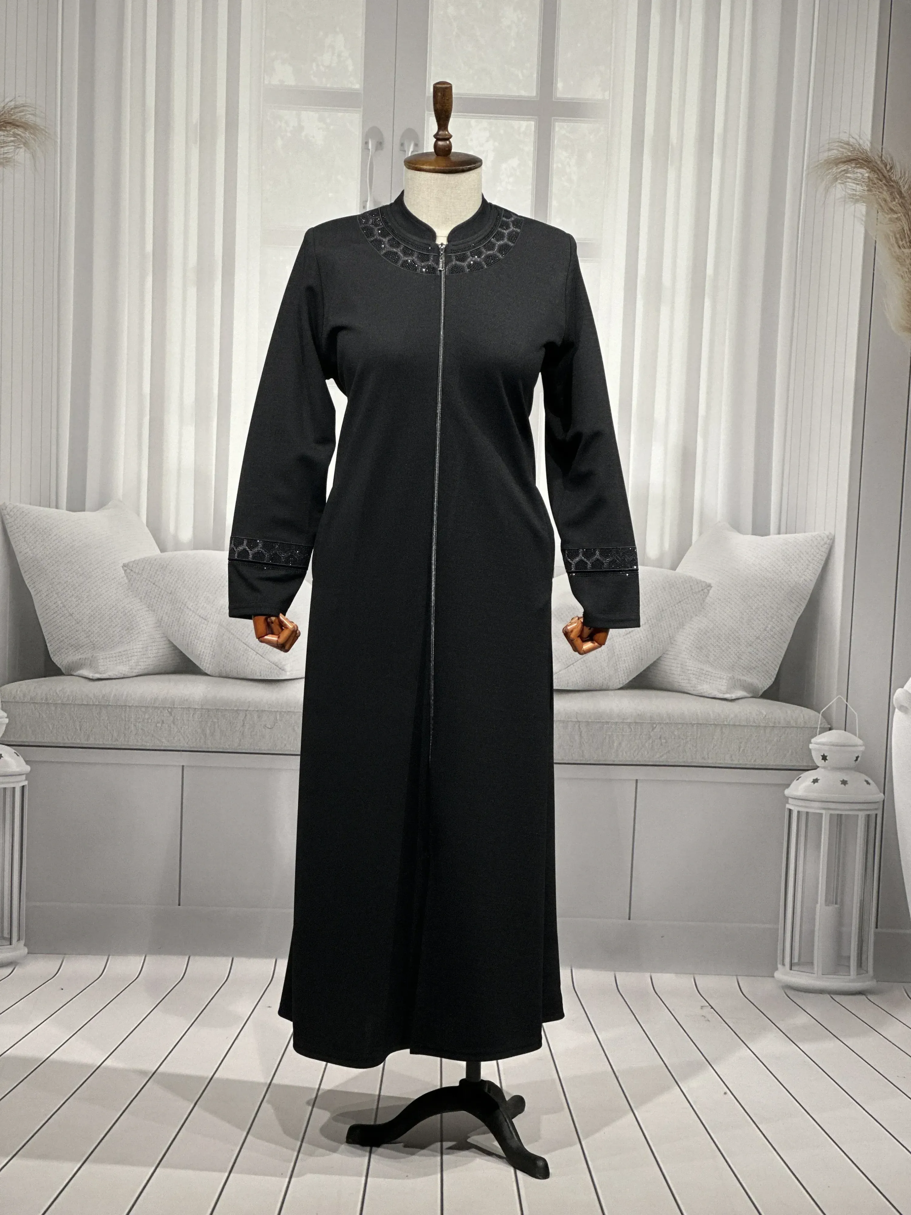 HESNA 2203 NAKIŞLI PARDESÜ - SİYAH - (Asorti: 4-7)