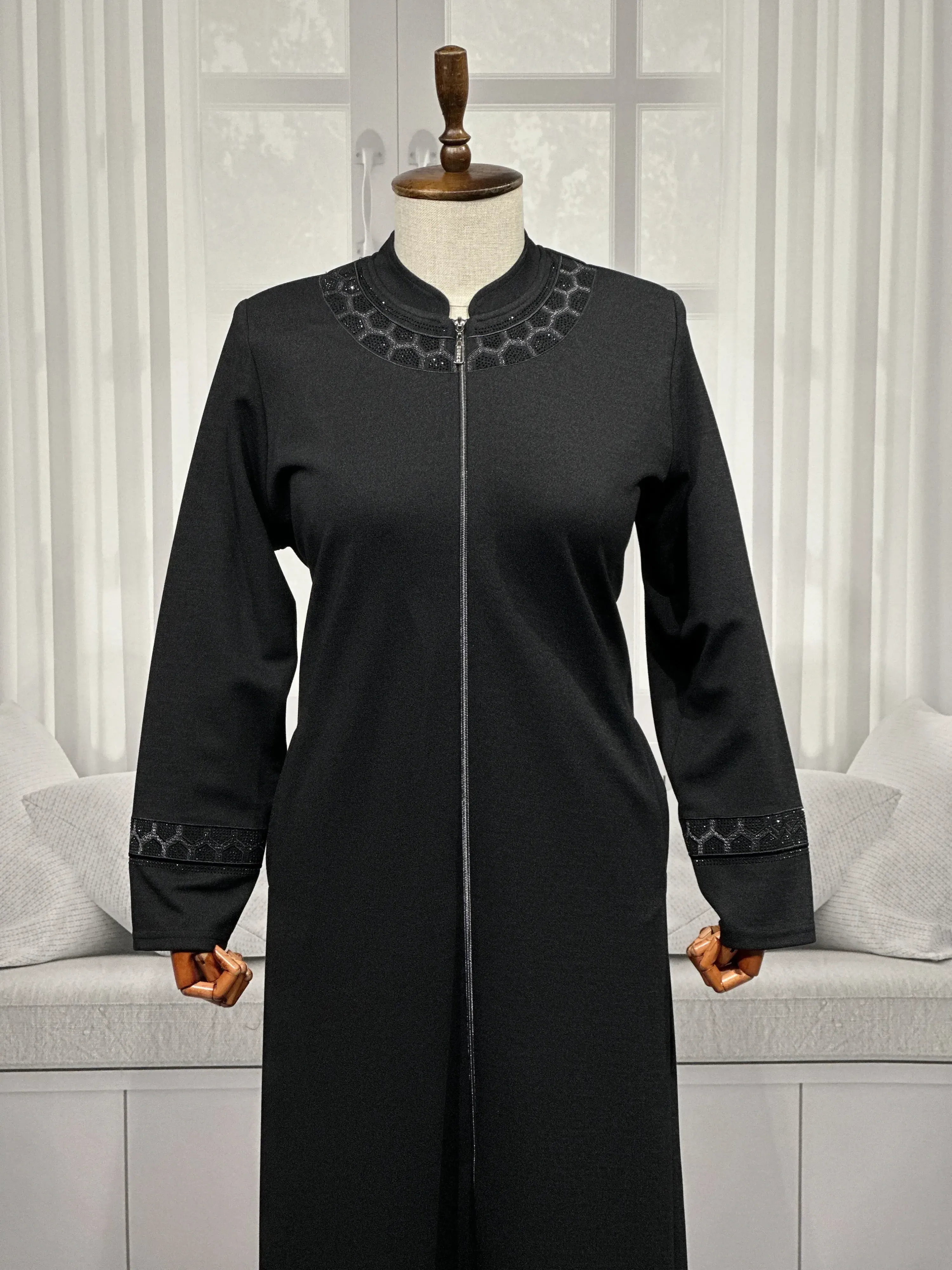 HESNA 2203 NAKIŞLI PARDESÜ - SİYAH - (Asorti: 4-7)