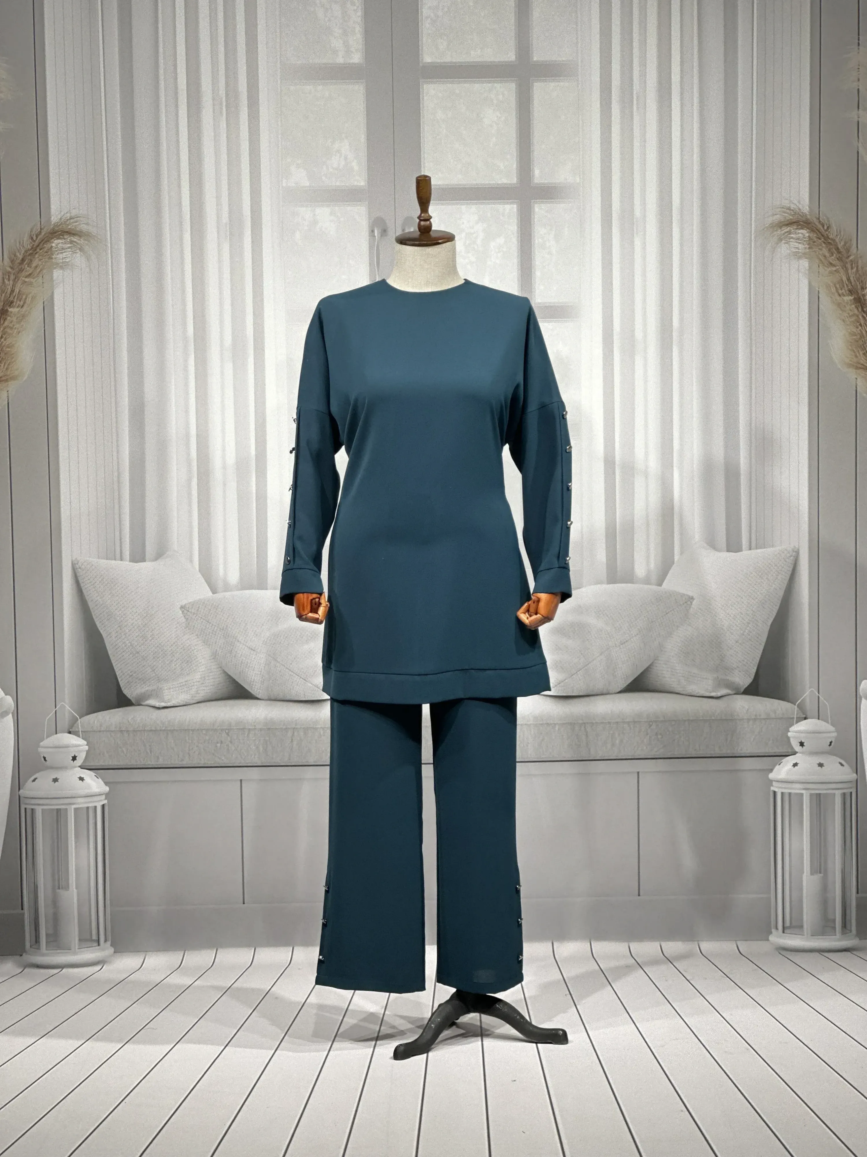 HESNA 4591 TAKIM - ZÜMRÜT - (Asorti: 46-52)