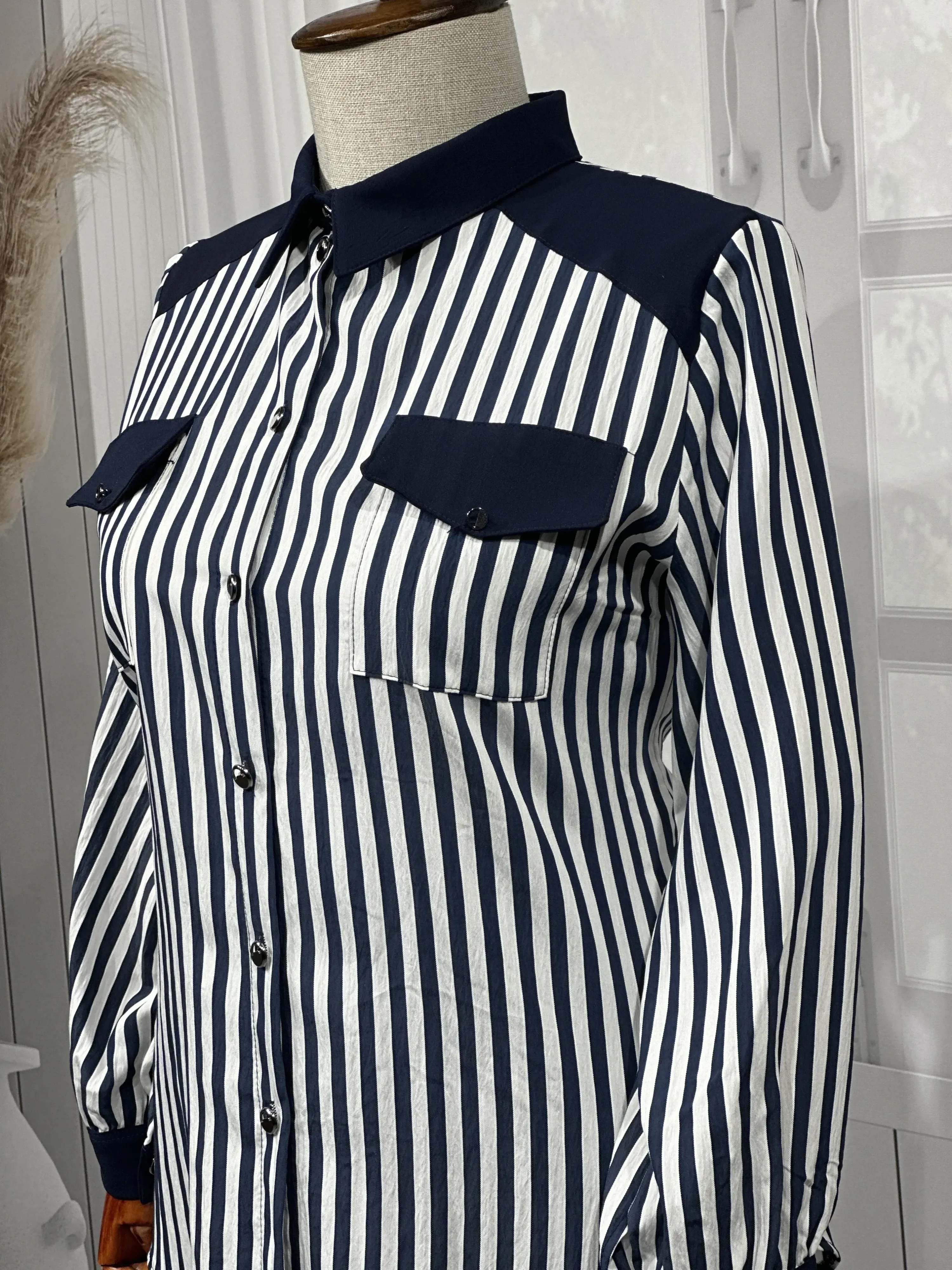 HESNA 4615 ÇİZGİLİ TAKIM - LACİVERT - (Asorti: 46-52)