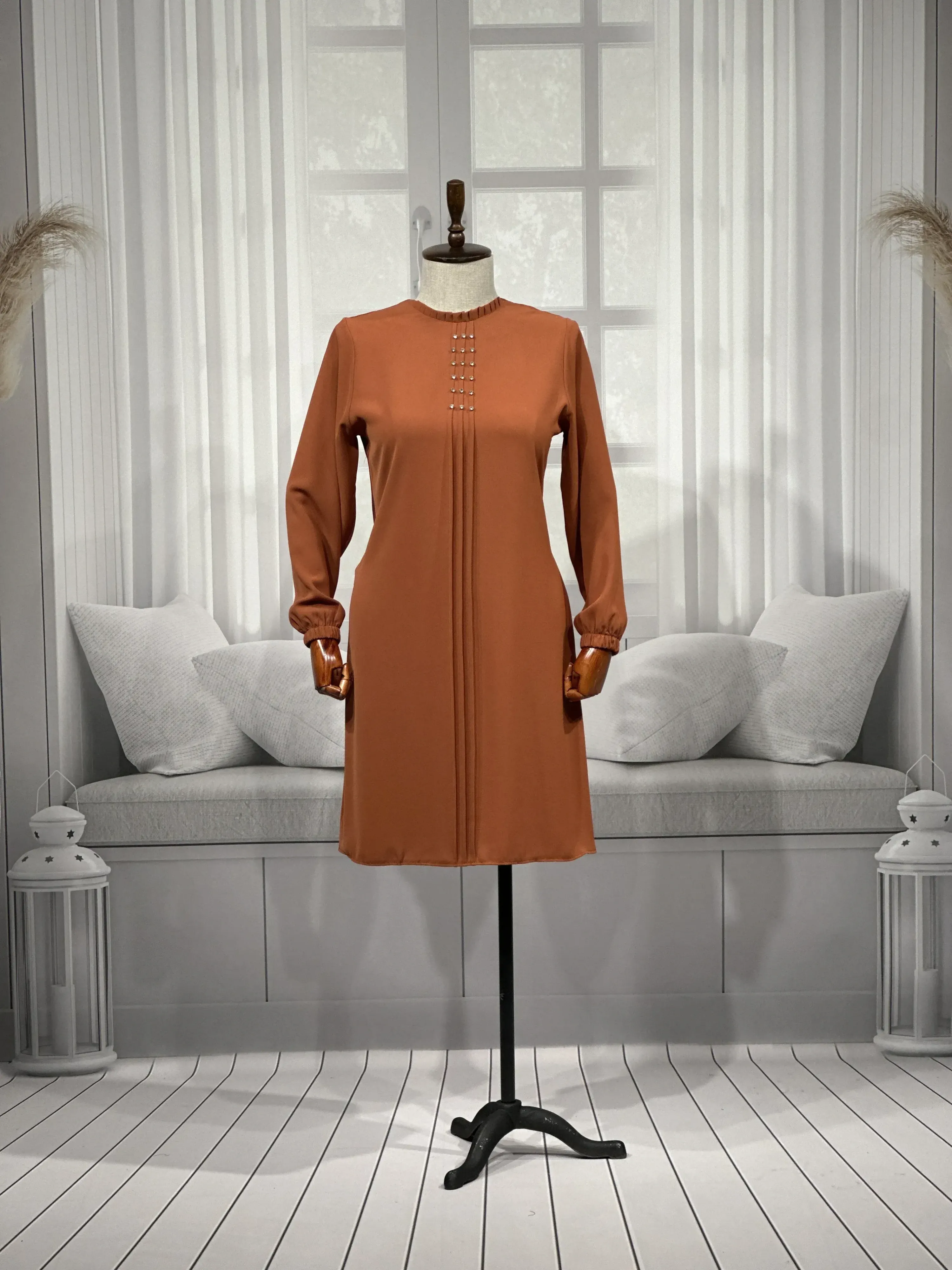 HESNA 5116 TUNİK - KİREMİT - (Asorti: 46-52)