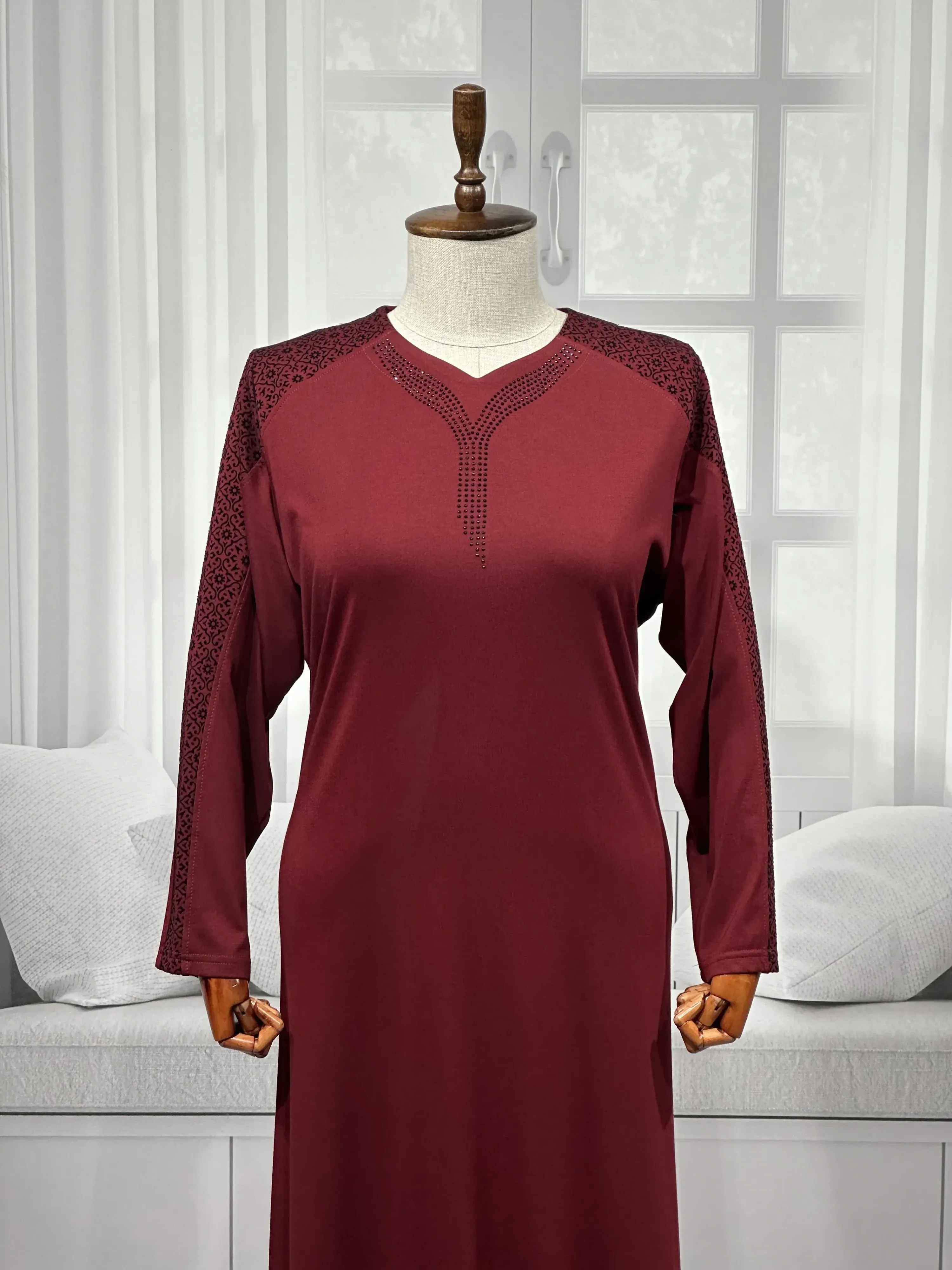 HESNA 8026 (BTT) ELBİSE - BORDO - (Asorti: 7-9)