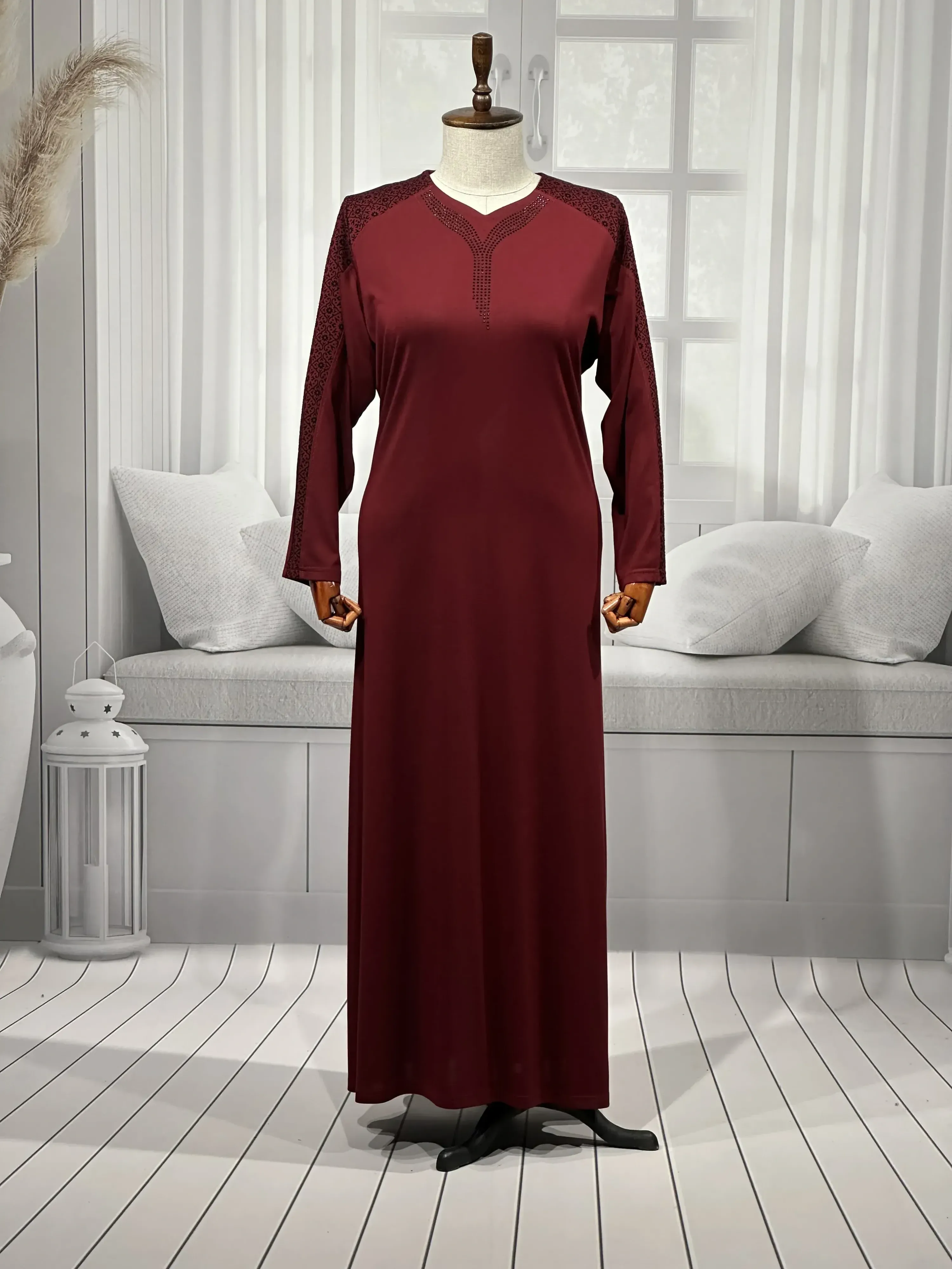 HESNA 8026 (BTT) ELBİSE - BORDO - (Asorti: 7-9)