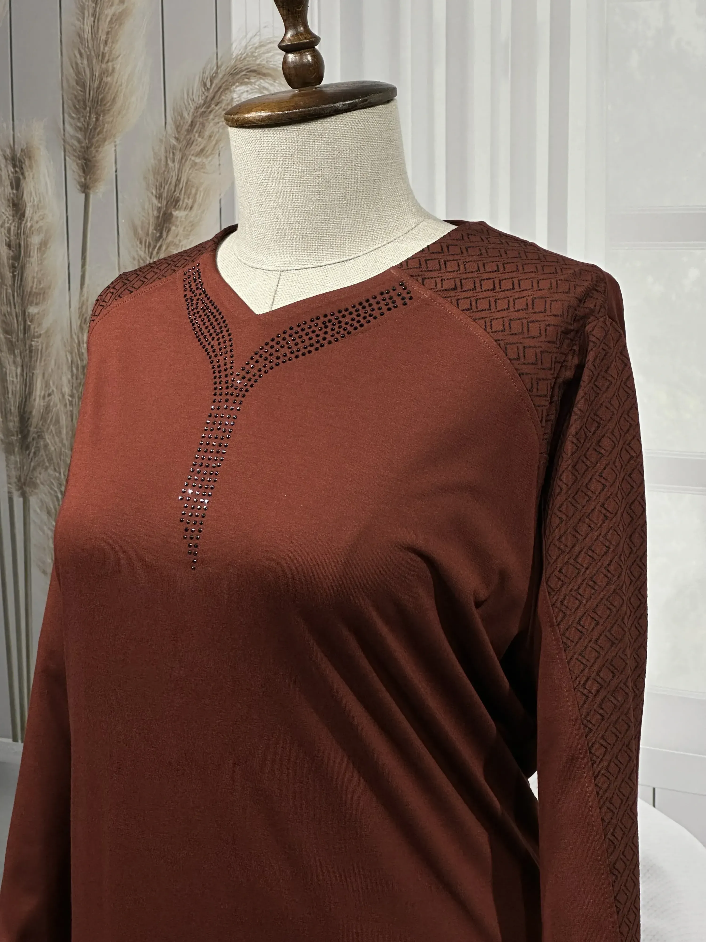 HESNA 8026 (BTT) ELBİSE - KİREMİT - (Asorti: 7-9)