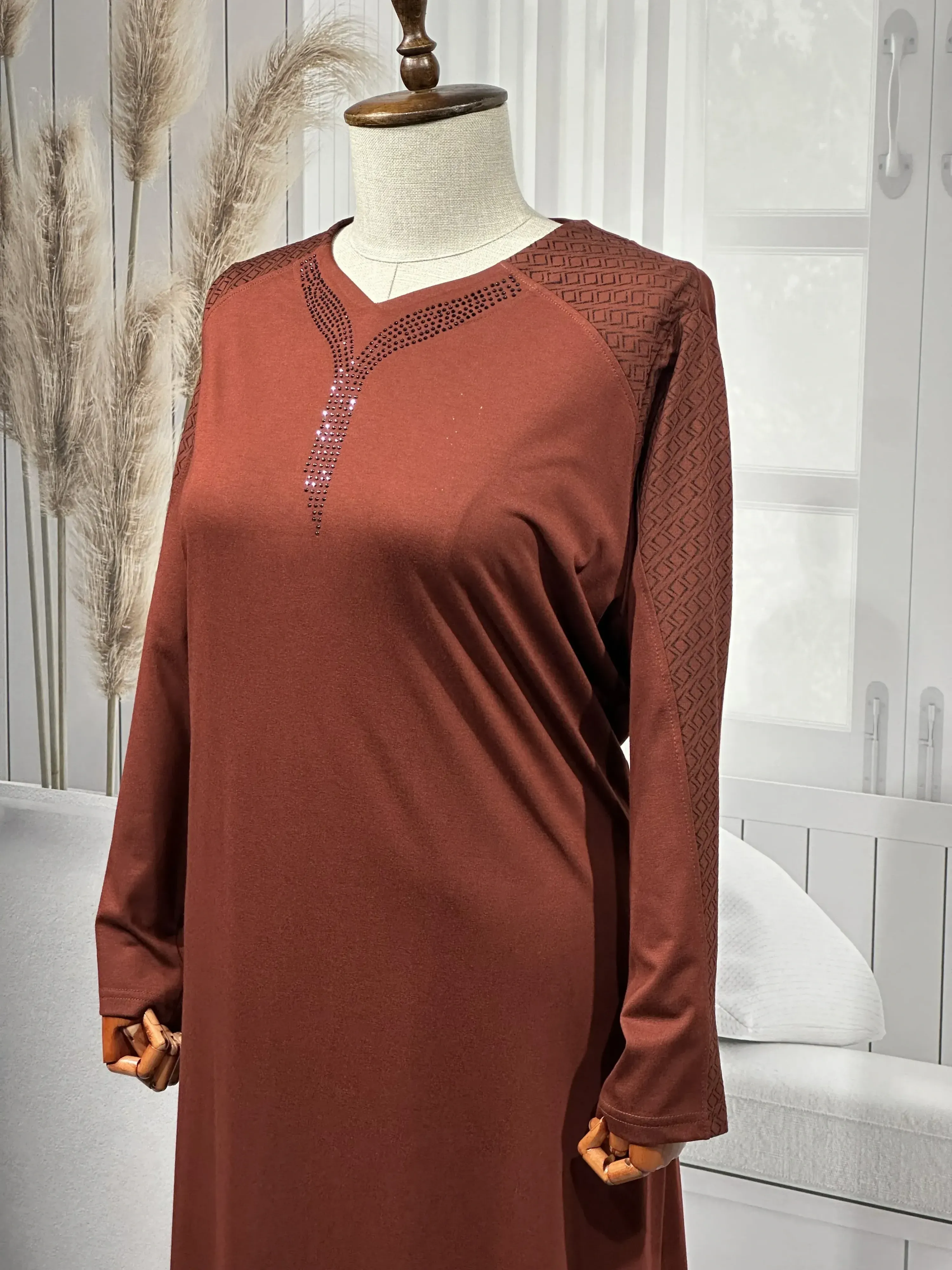 HESNA 8026 (BTT) ELBİSE - KİREMİT - (Asorti: 7-9)