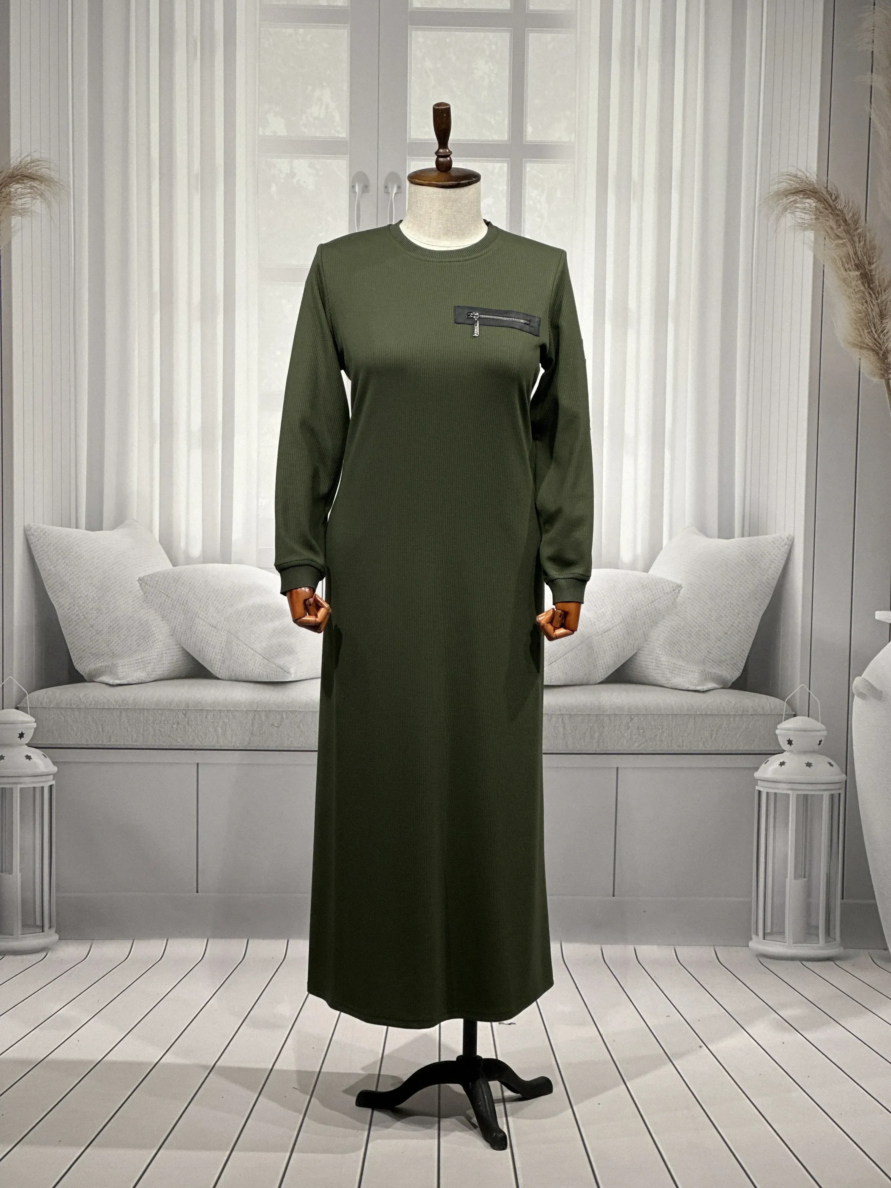 HESNA 8191 ELBİSE - HAKİ - (Asorti: 3-6)